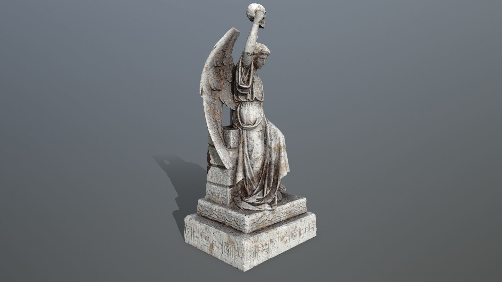 statue 2 of angel Low-poly 3D model_2