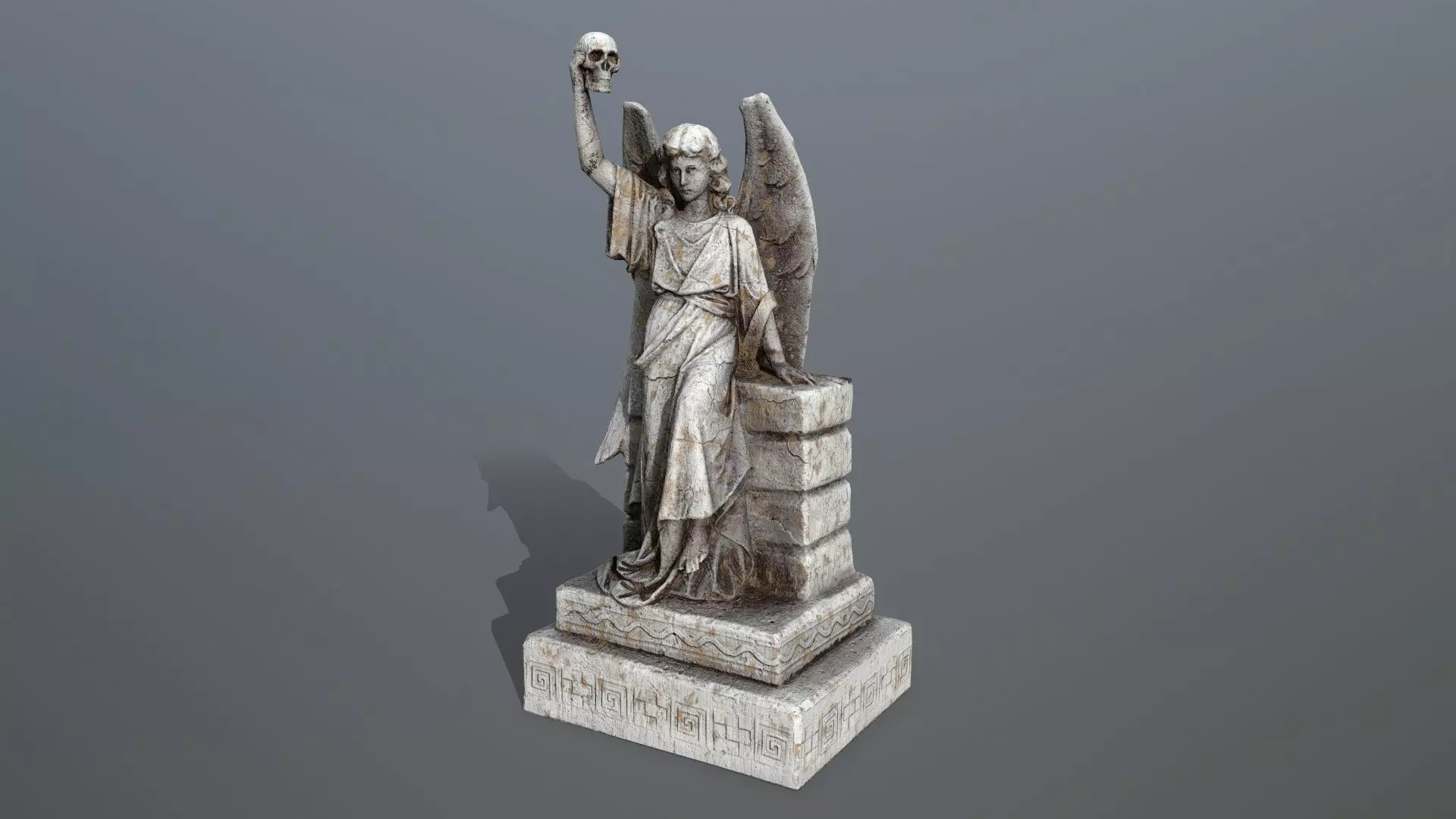 statue 2 of angel Low-poly 3D model_0