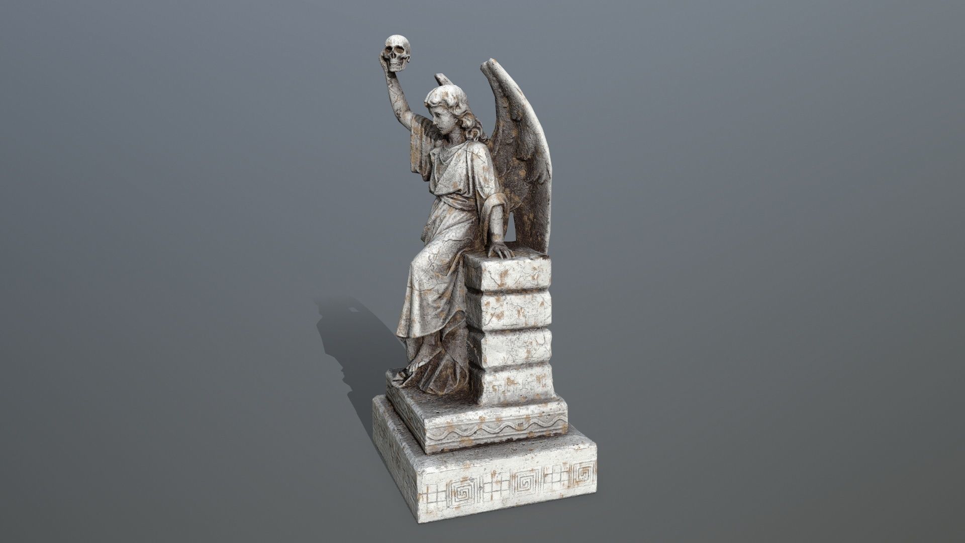 statue 2 of angel Low-poly 3D model_7
