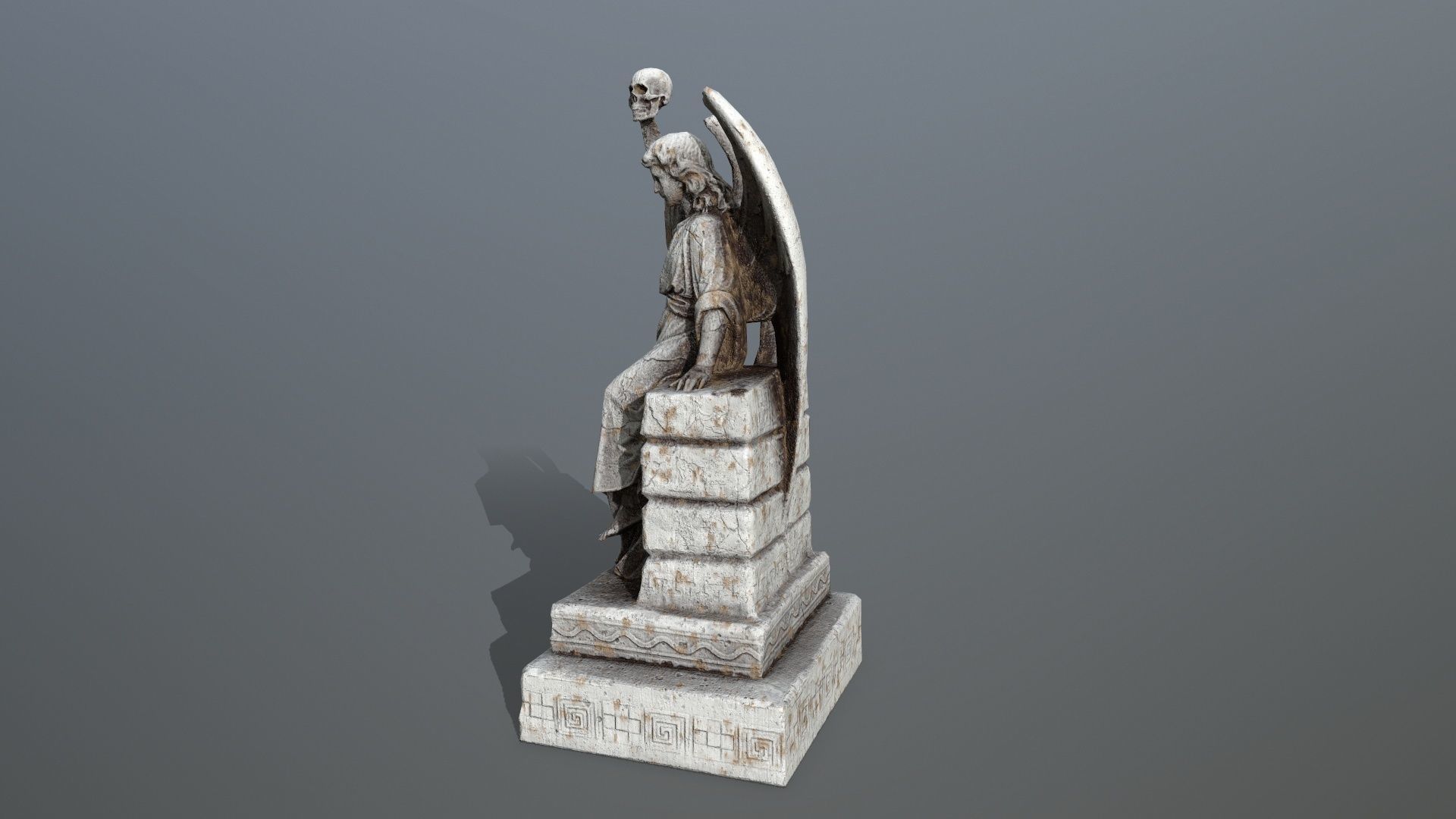 statue 2 of angel Low-poly 3D model_6