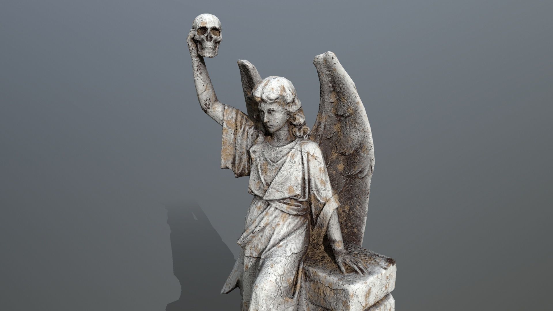 statue 2 of angel Low-poly 3D model_12