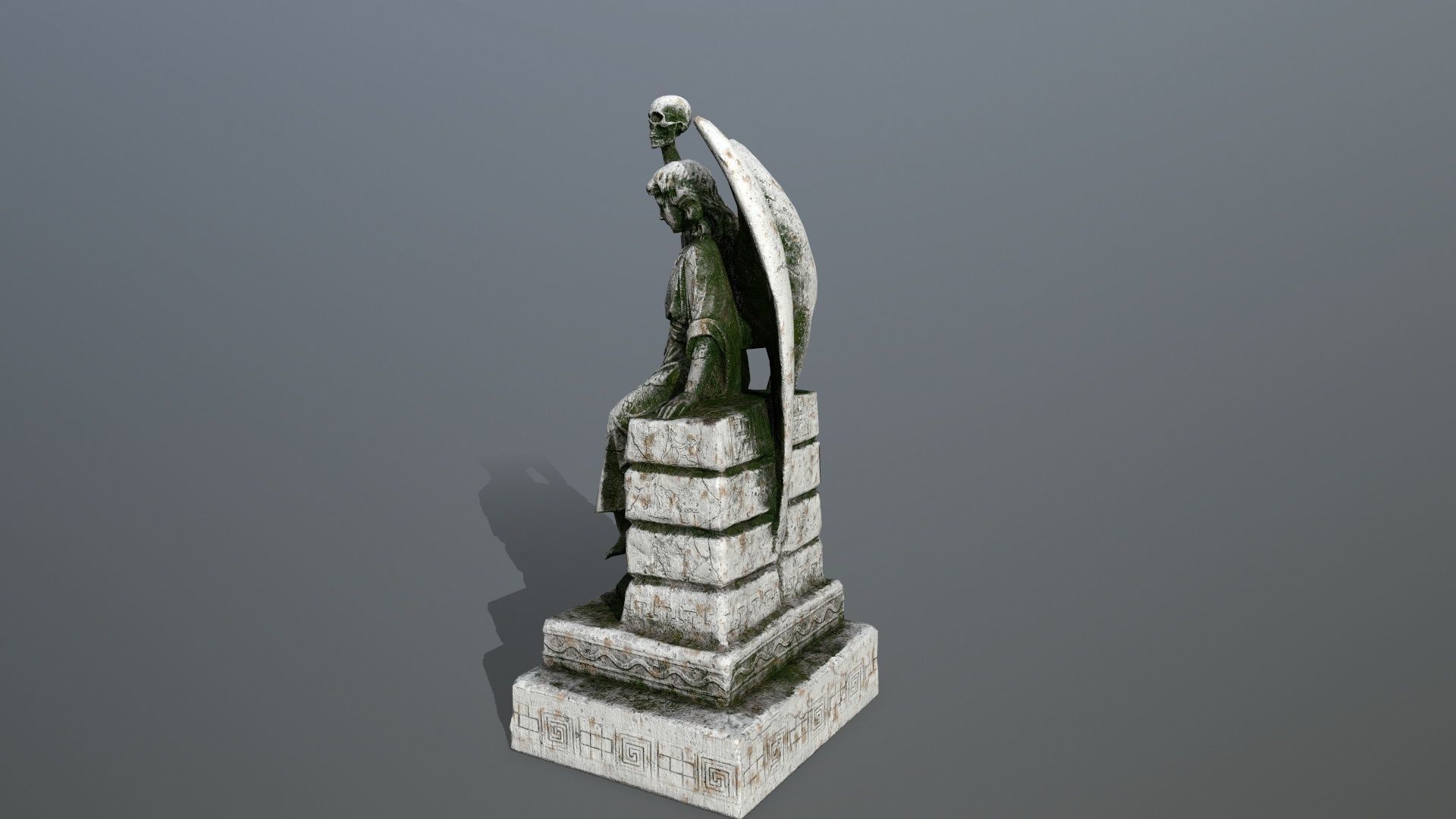 statue 2 of angel Low-poly 3D model_6