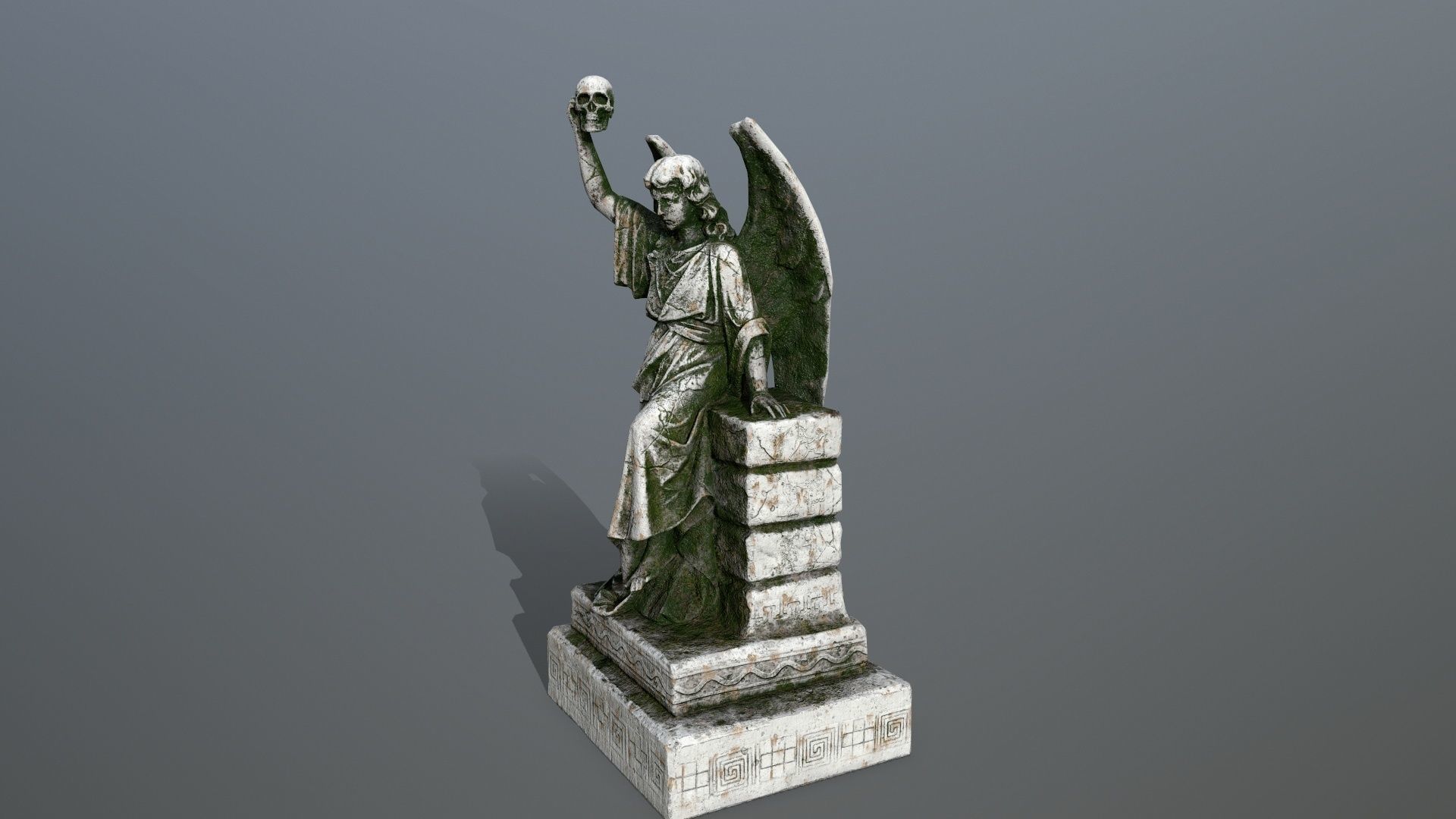 statue 2 of angel Low-poly 3D model_7