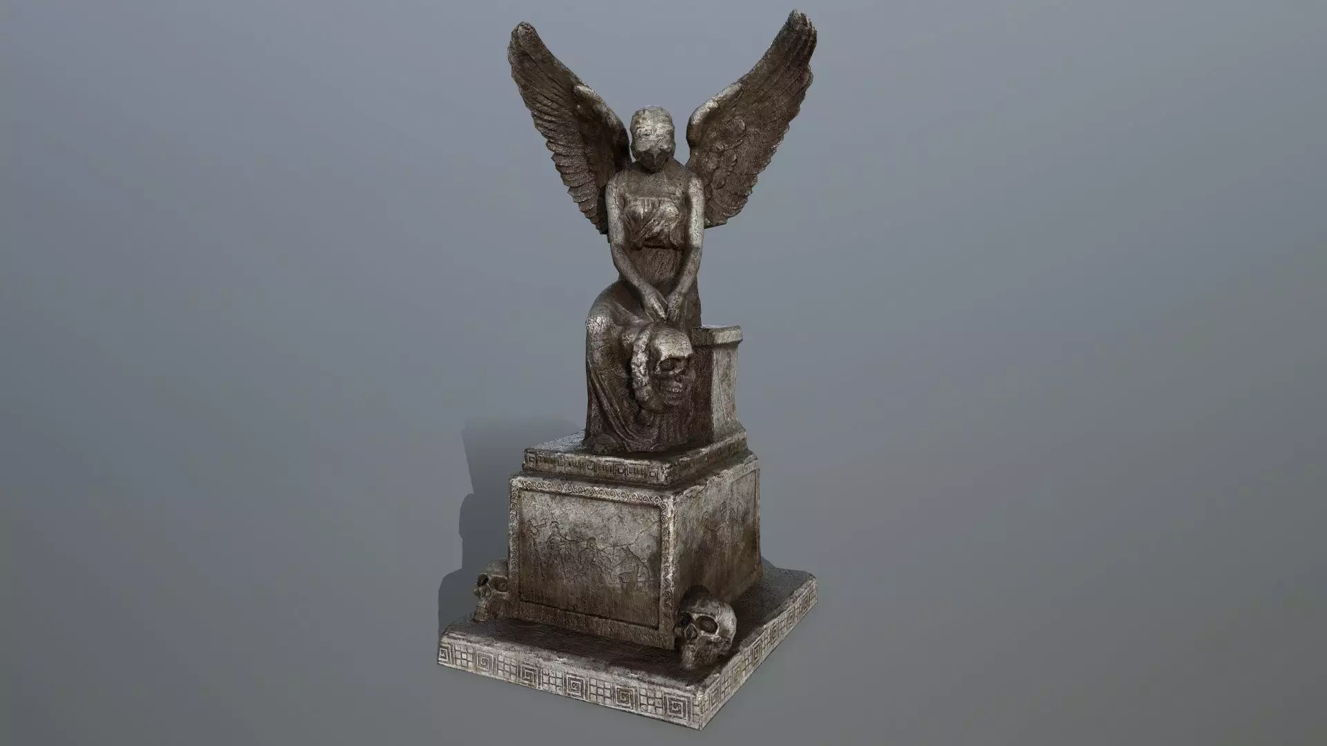 statue 3 of angel Low-poly 3D model_0