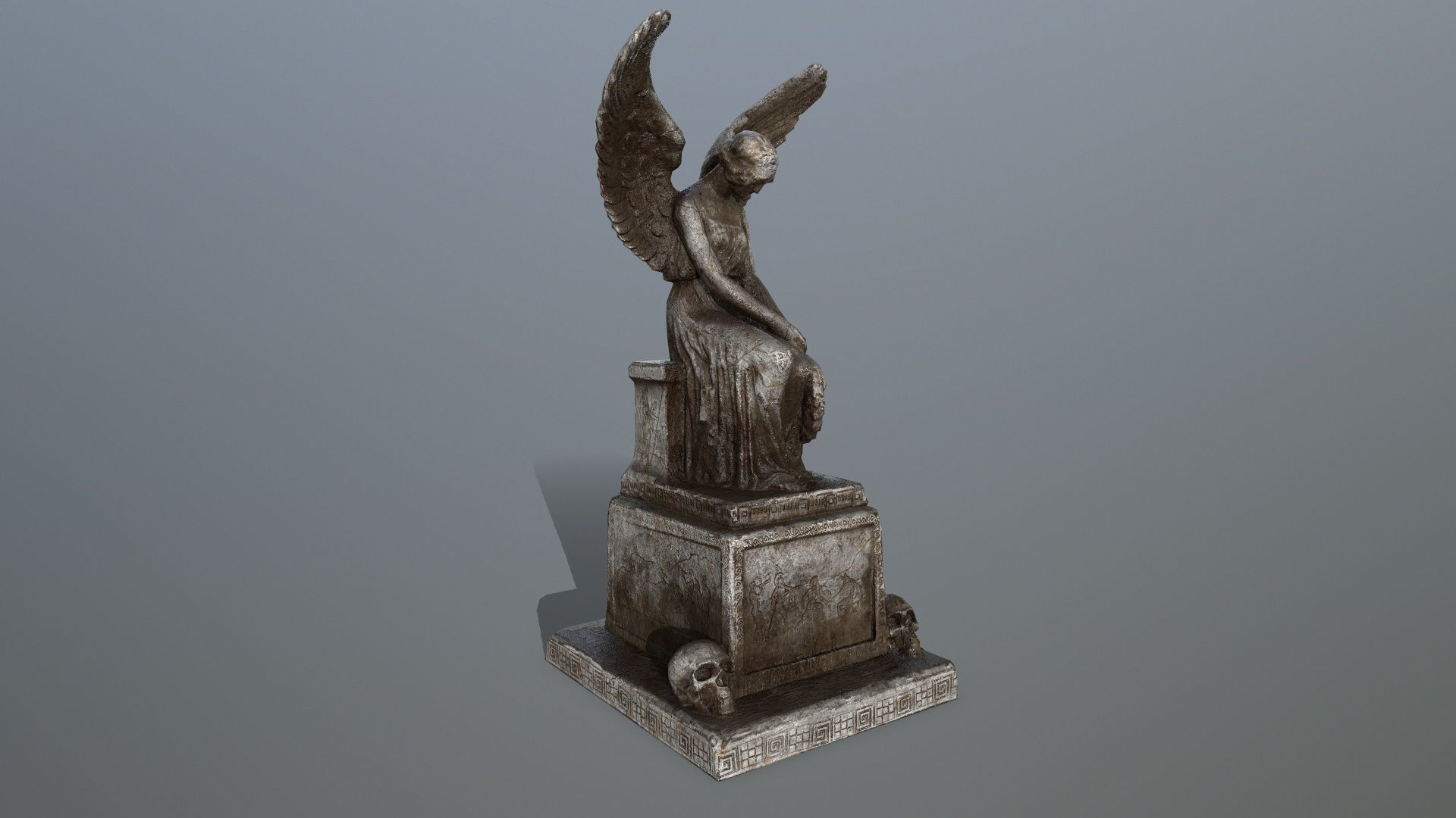statue 3 of angel Low-poly 3D model_2