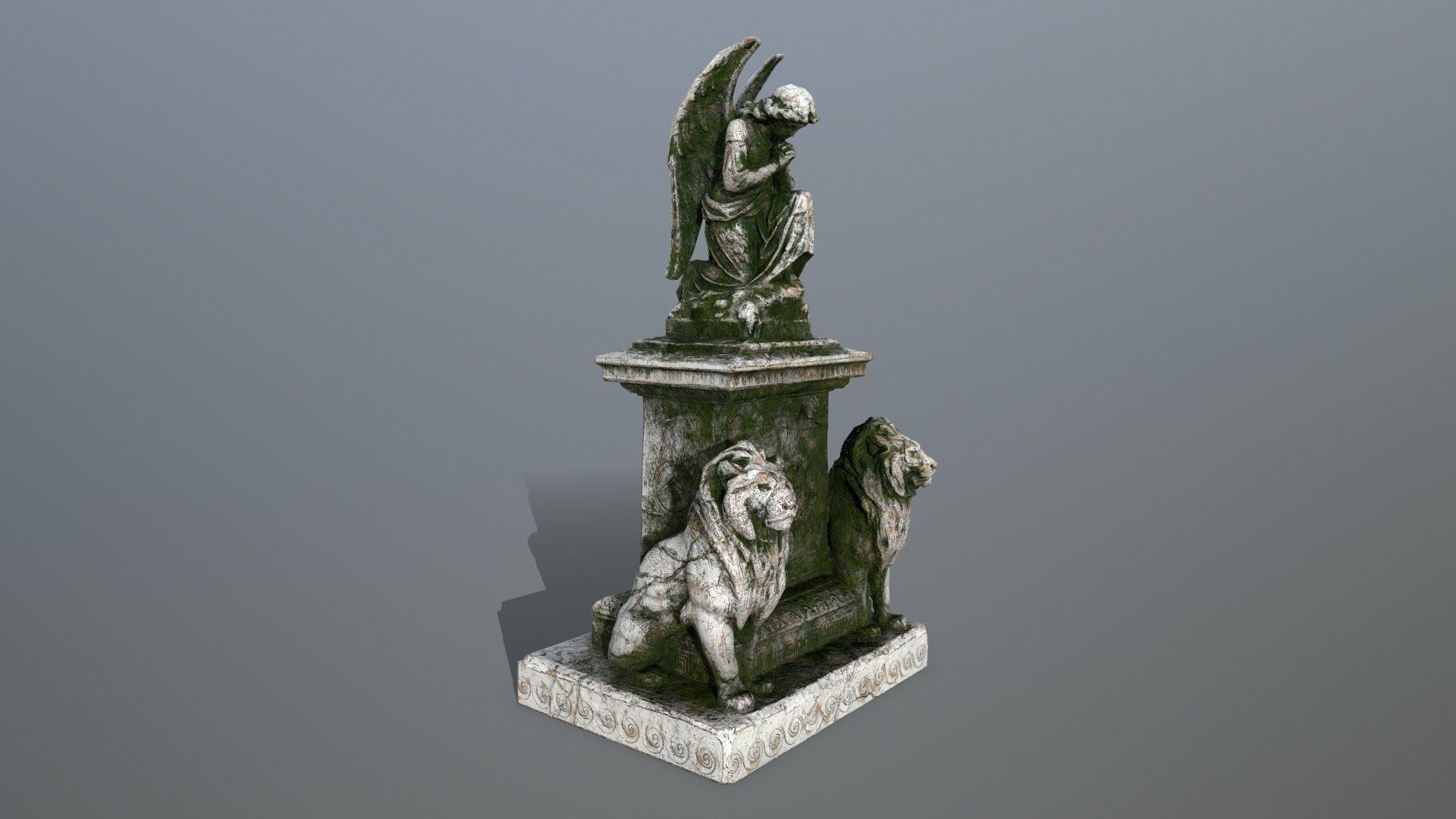 statue 4 lion Low-poly 3D model_2