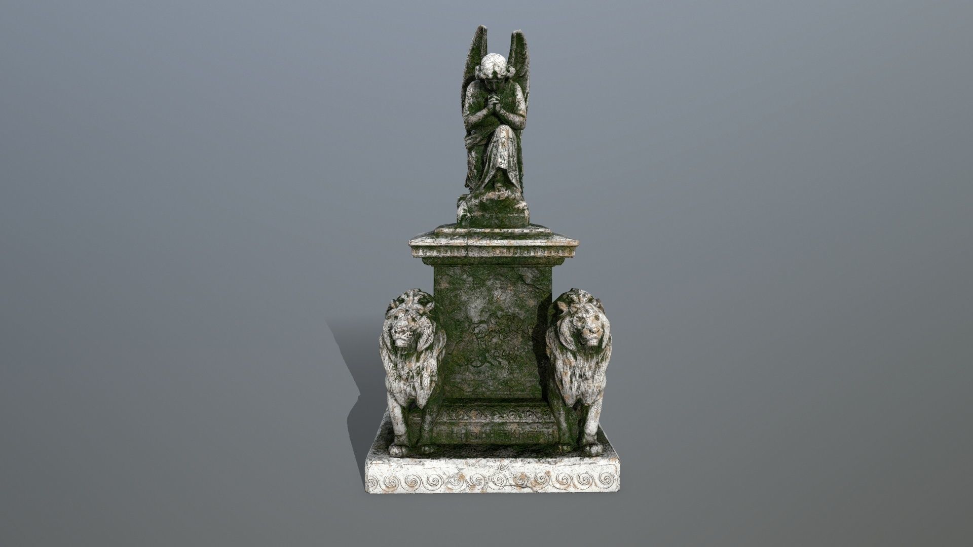 statue 4 lion Low-poly 3D model_1