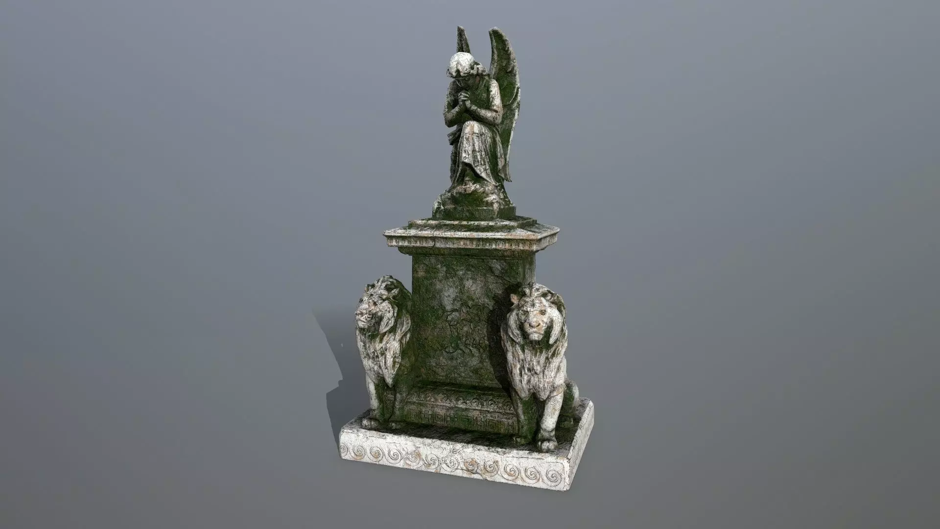 statue 4 lion Low-poly 3D model_0