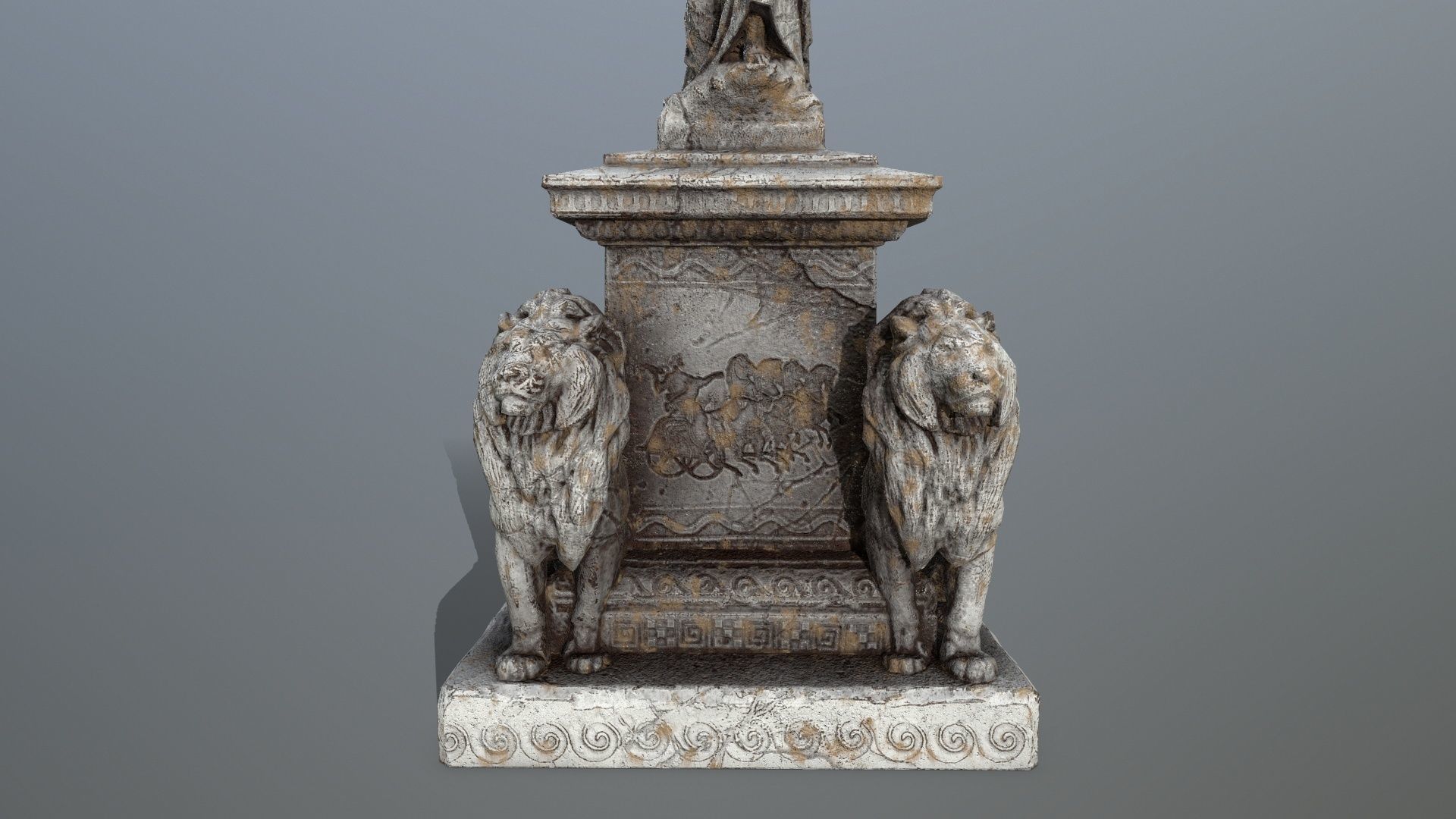 statue 4 with lions on top Low-poly 3D model_8