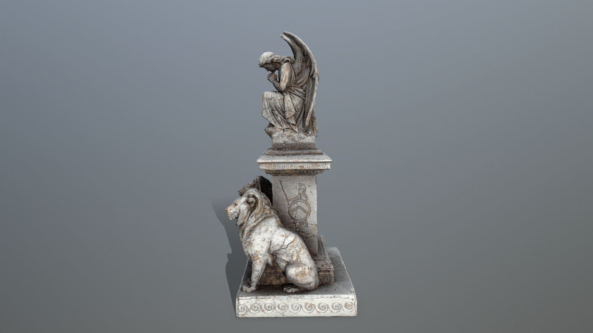 statue 4 with lions on top Low-poly 3D model_6
