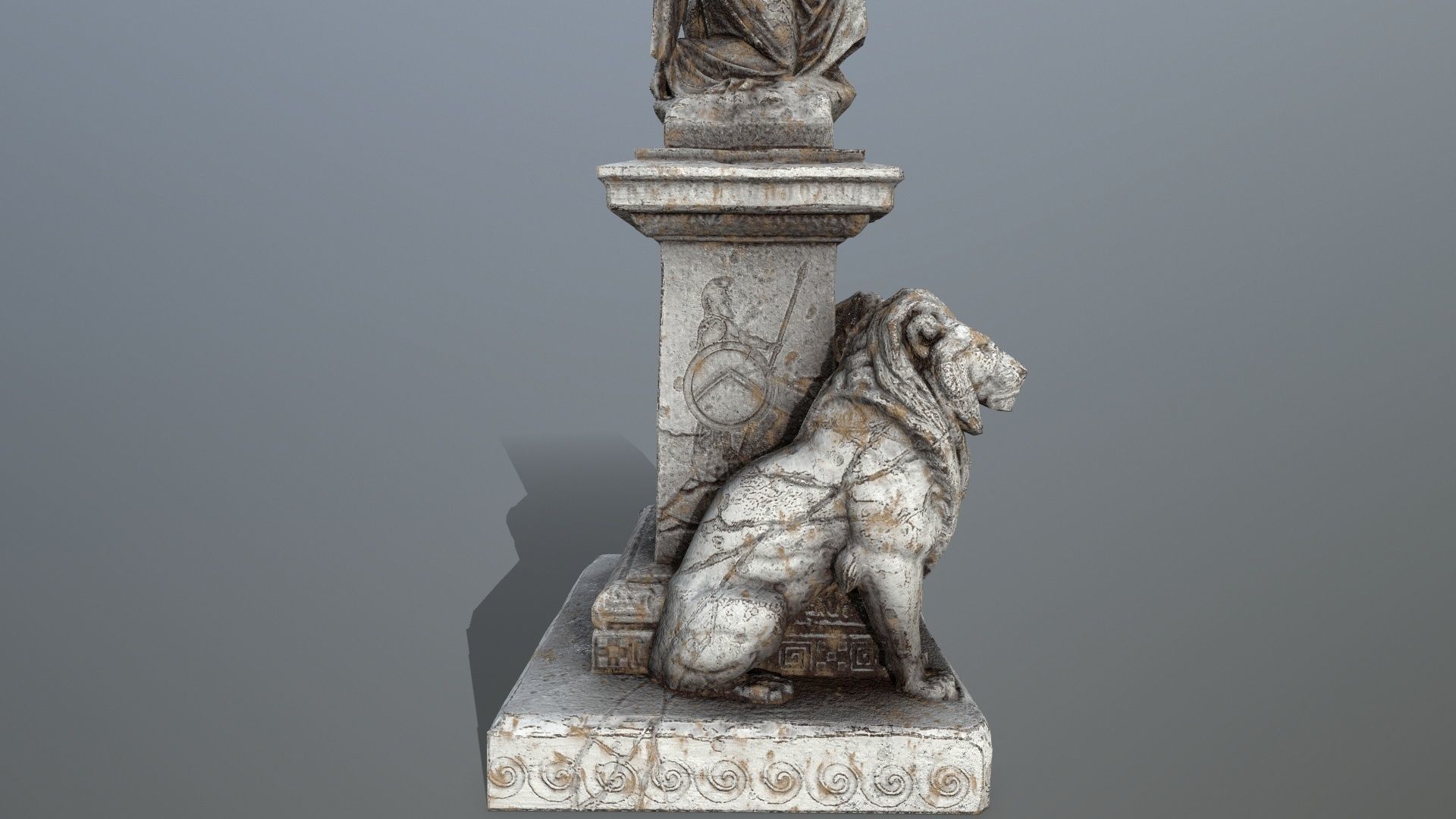 statue 4 with lions on top Low-poly 3D model_9