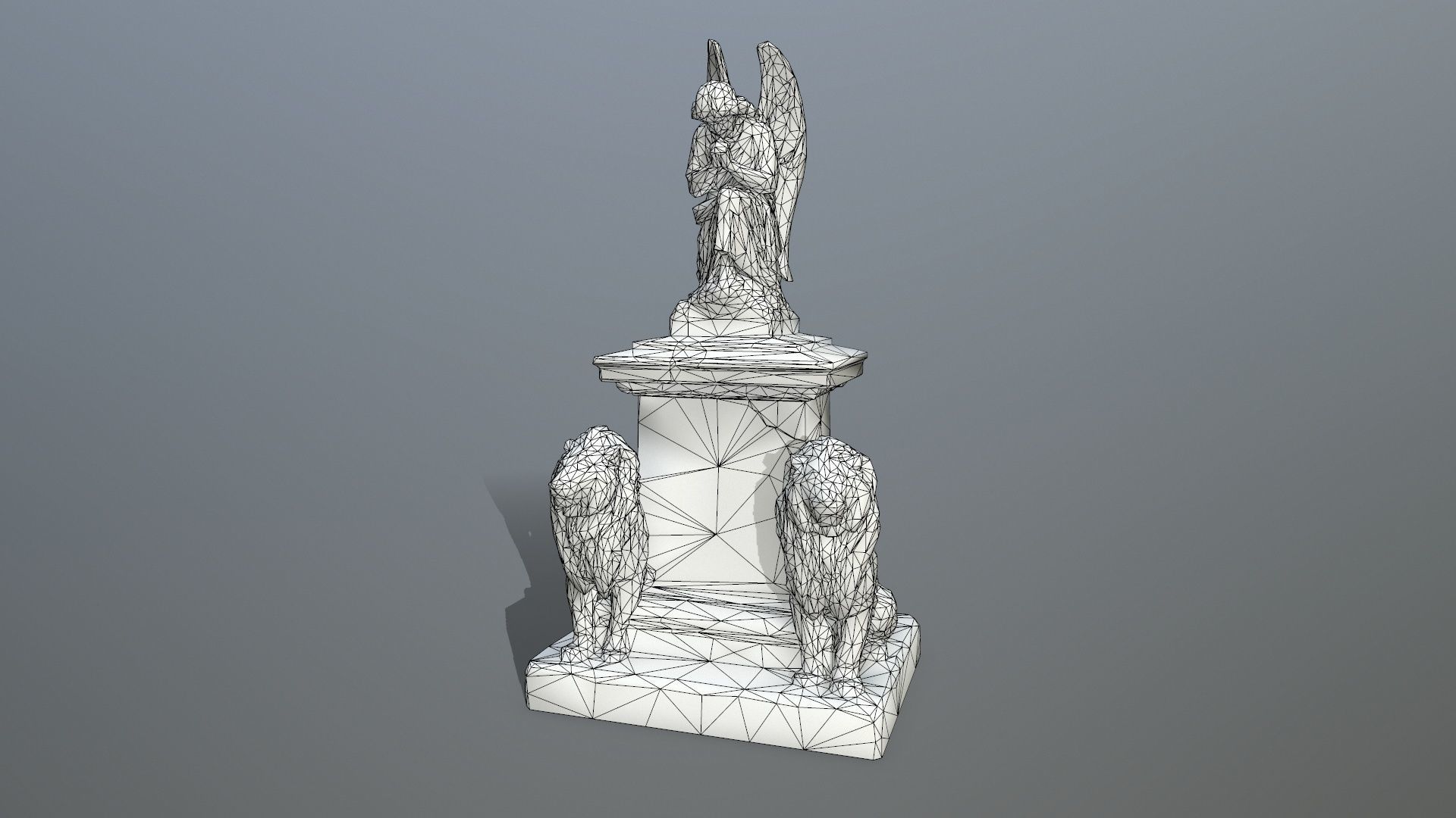 statue 4 with lions on top Low-poly 3D model_12