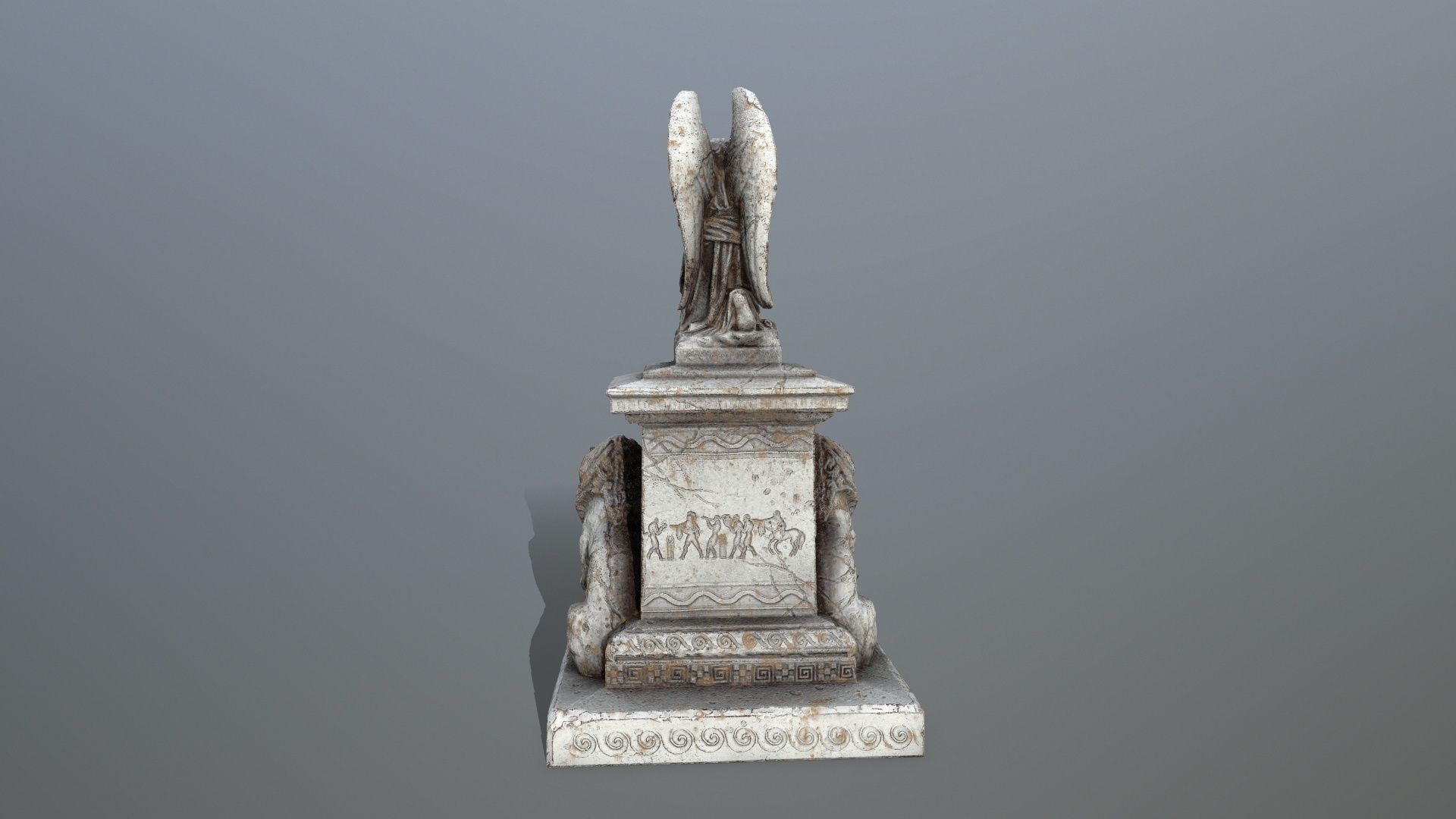 statue 4 with lions on top Low-poly 3D model_4