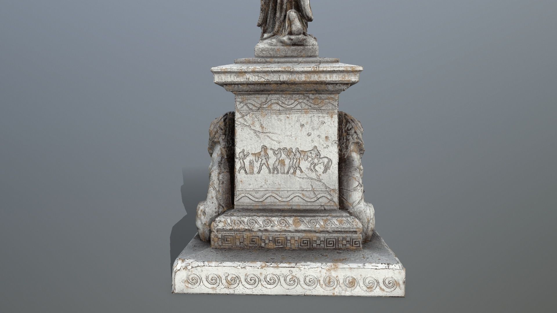 statue 4 with lions on top Low-poly 3D model_10