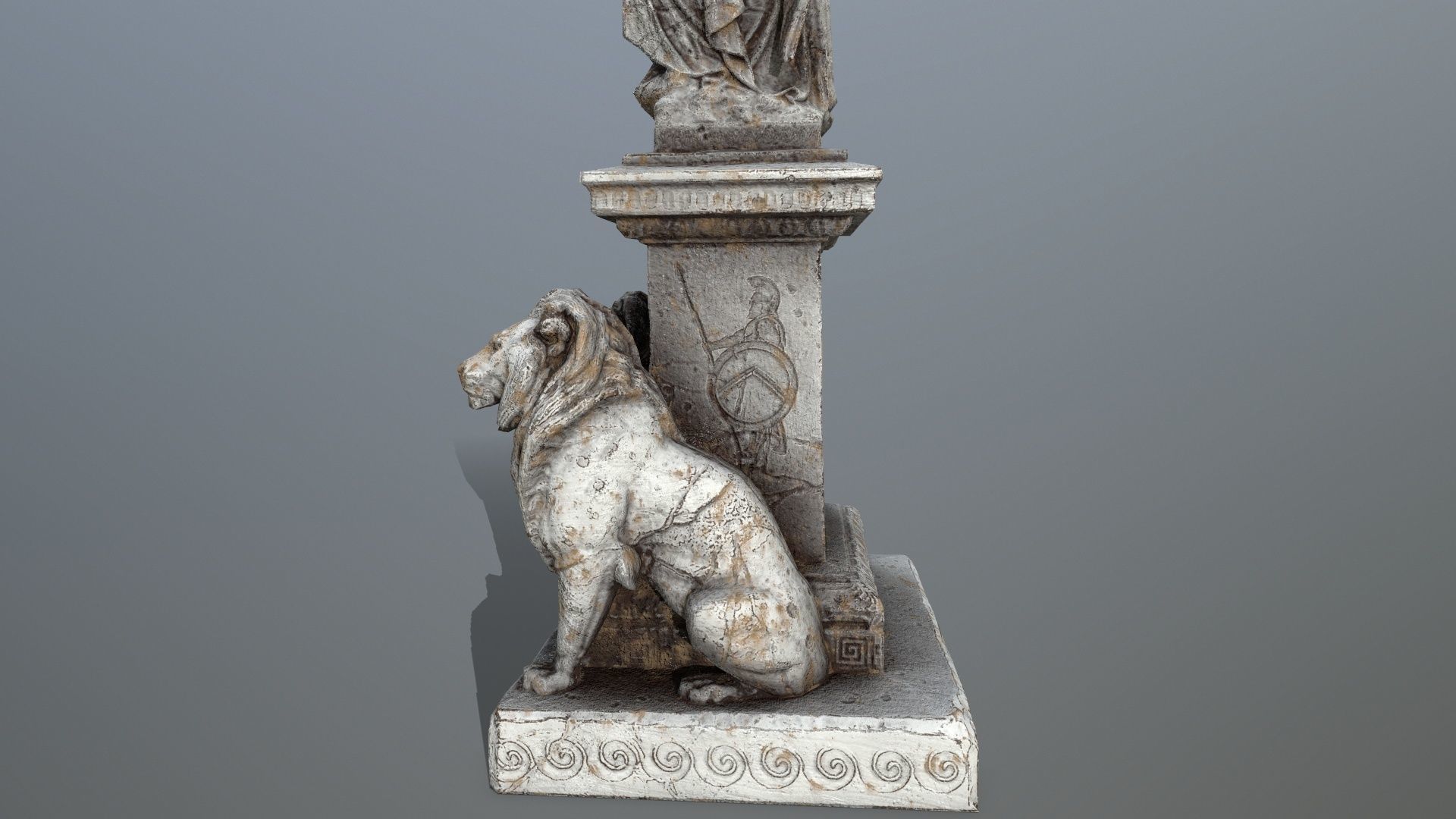 statue 4 with lions on top Low-poly 3D model_11