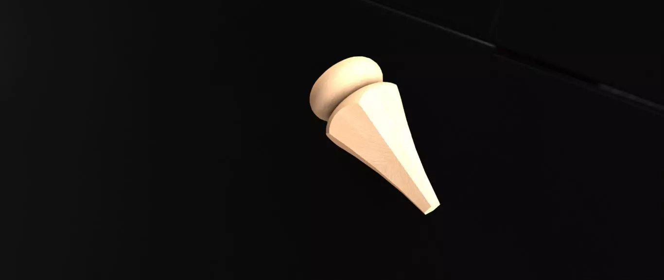 MODEL-8 wooden hook on wall 3D model_0