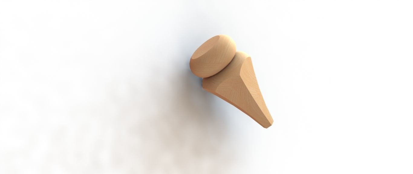 MODEL-8 wooden hook on wall 3D model_1