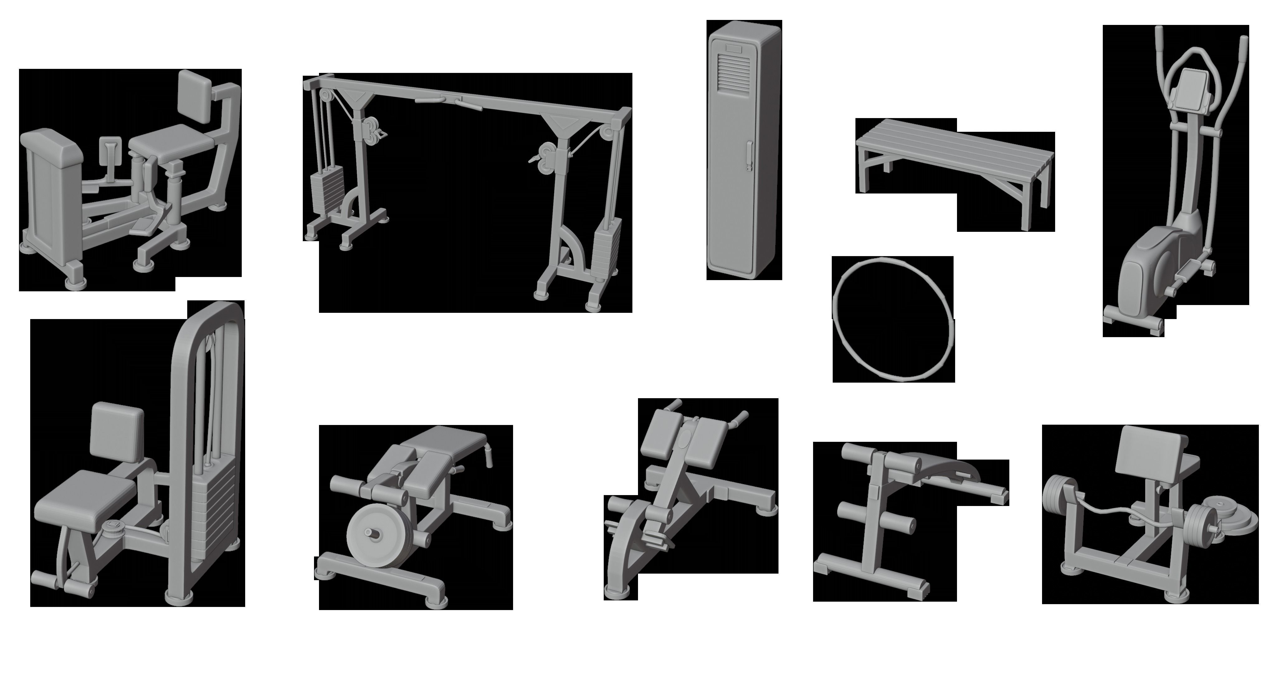 Gym-3d print gym equipment on beach 3D print model_4