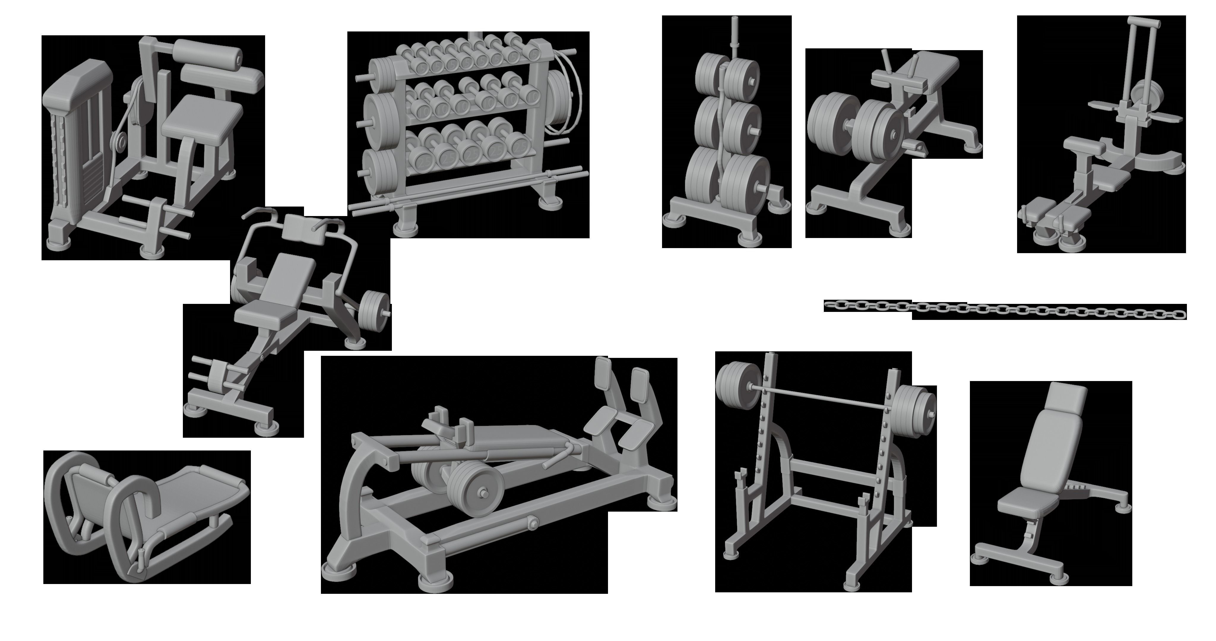 Gym-3d print gym equipment on beach 3D print model_5