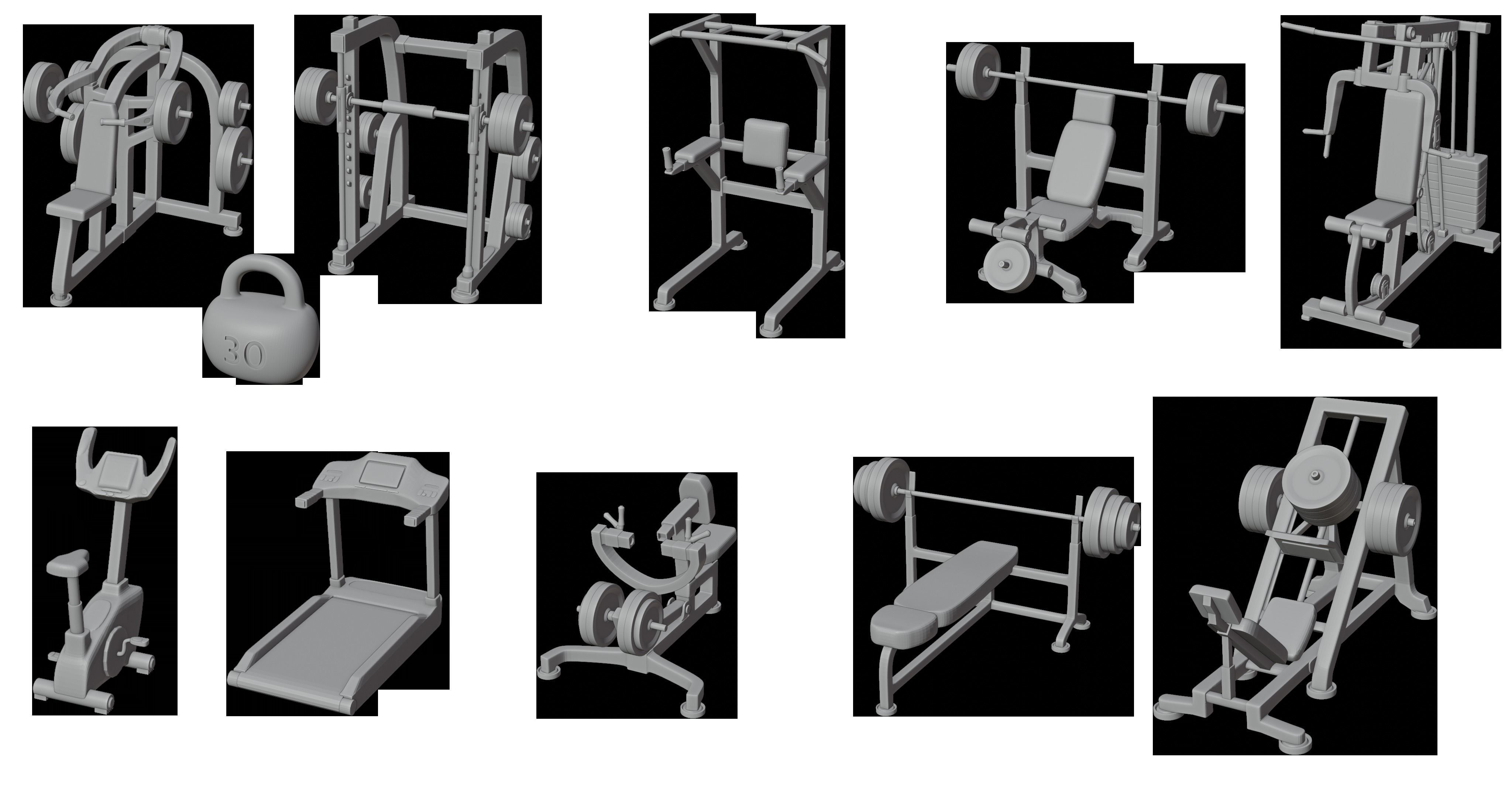 Gym-3d print gym equipment on beach 3D print model_3
