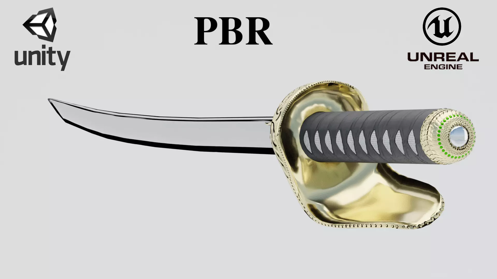 Gold Saber - Katana Free low-poly 3D model
