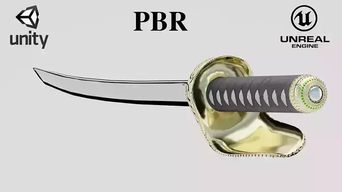 Gold Saber - Katana Free low-poly 3D model