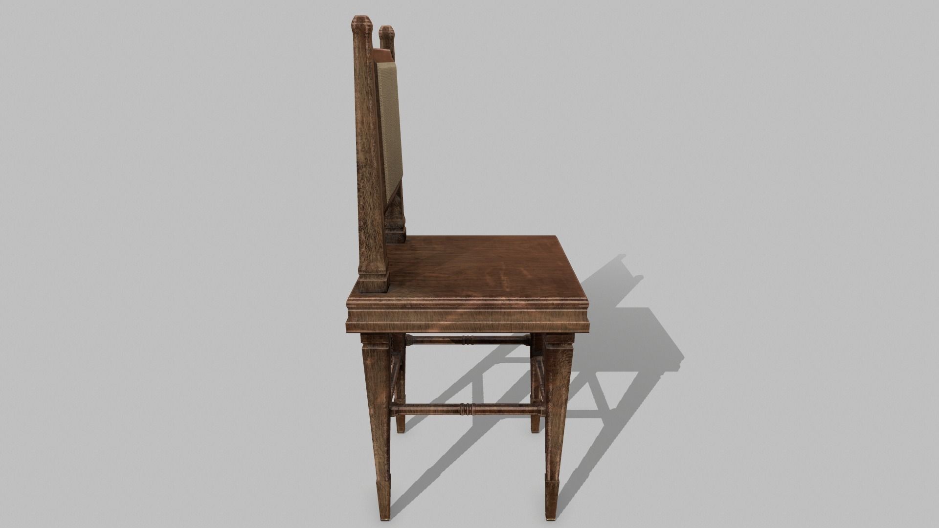 Table Set wooden chair Low-poly 3D model_10