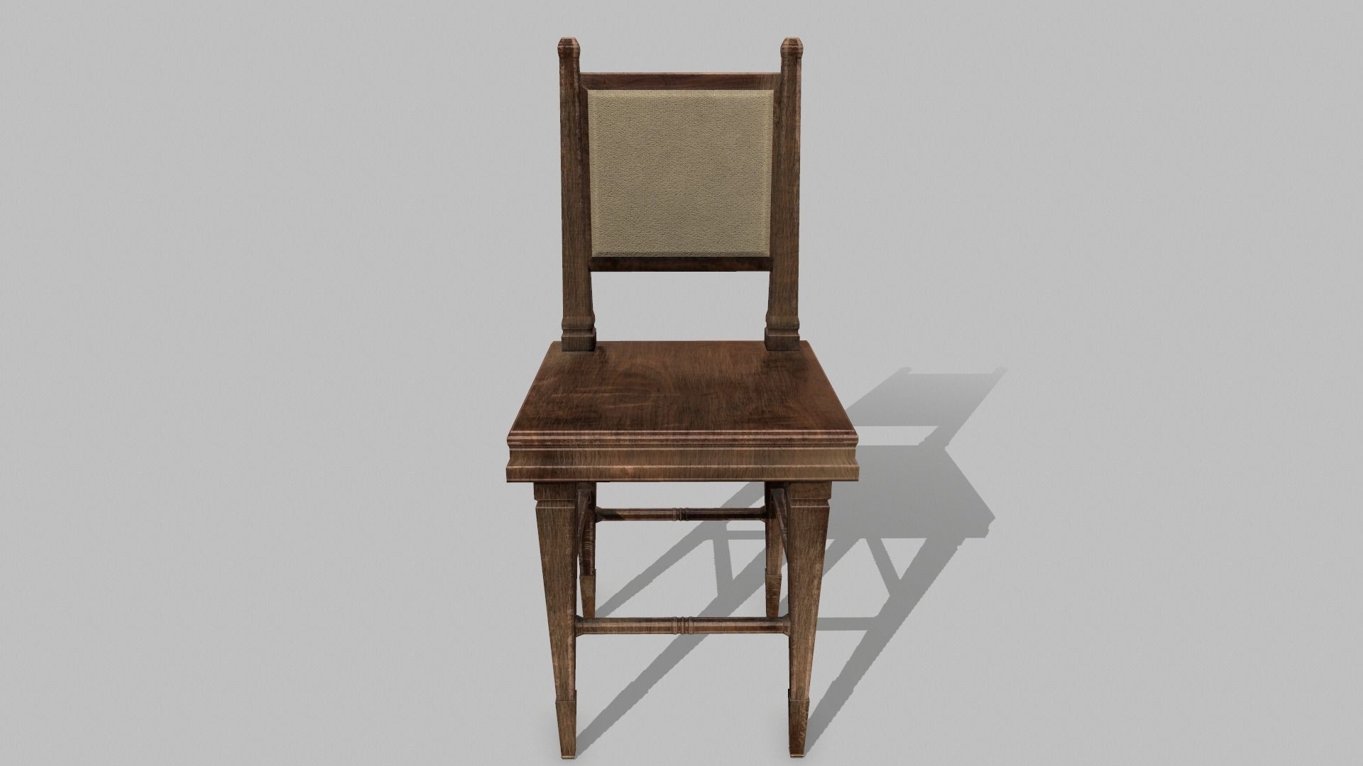 Table Set wooden chair Low-poly 3D model_9