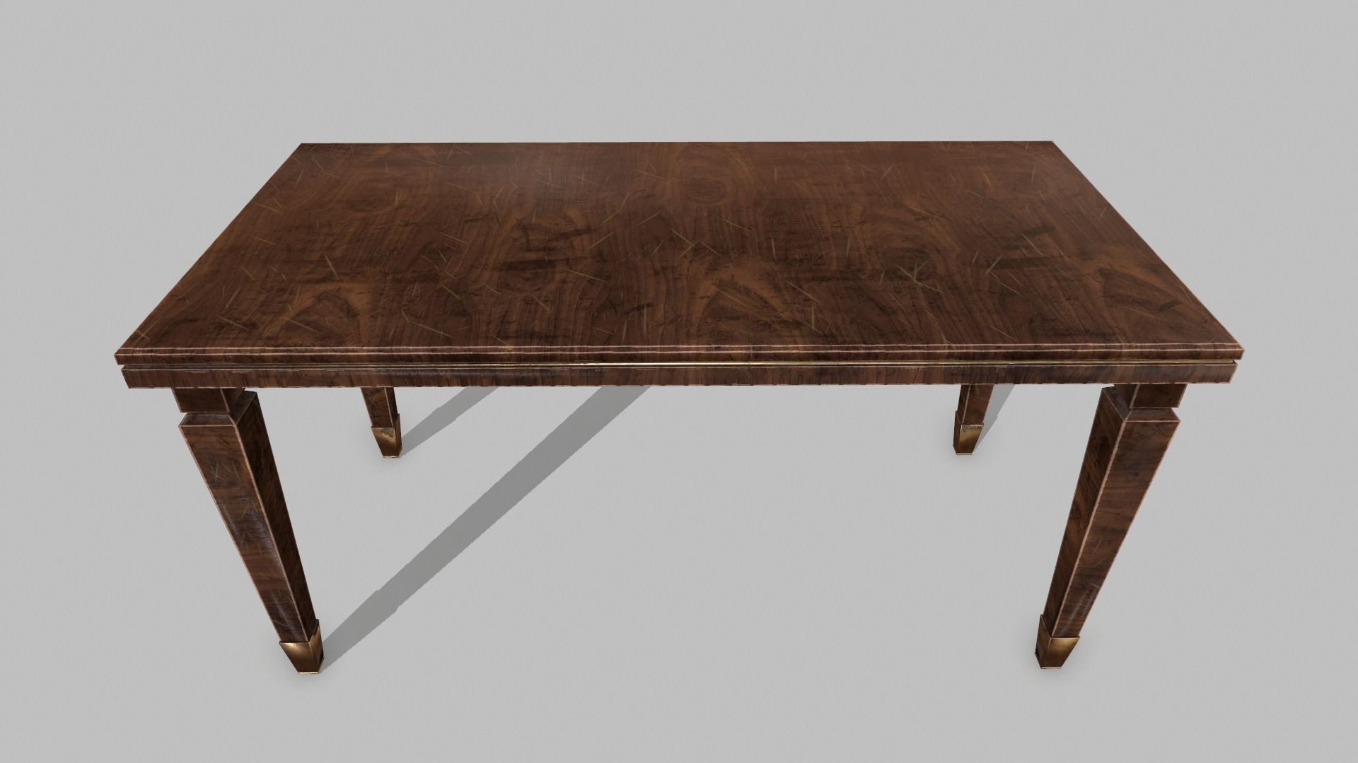 Table Set wooden chair Low-poly 3D model_15