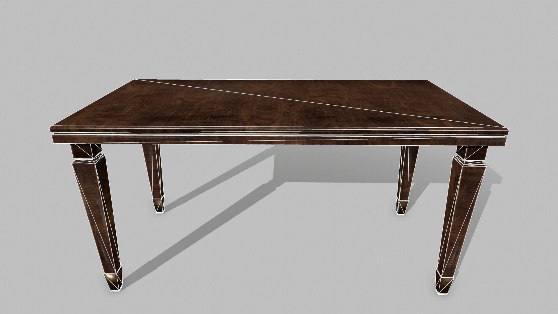 Table Set wooden chair Low-poly 3D model_16