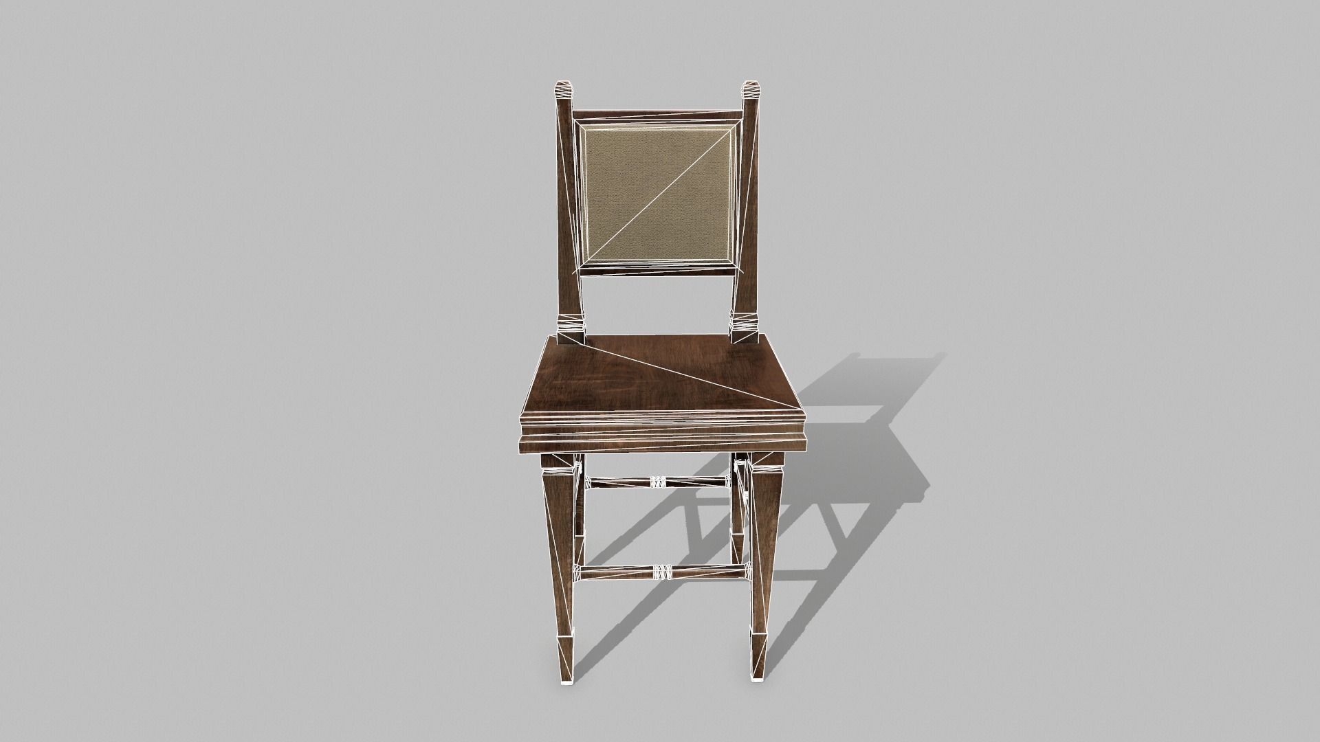 Table Set wooden chair Low-poly 3D model_8