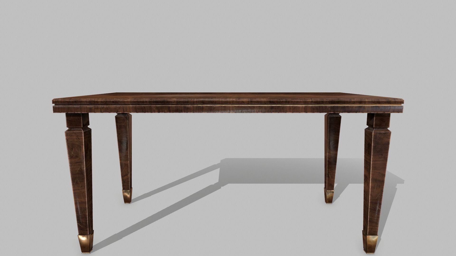 Table Set wooden chair Low-poly 3D model_14