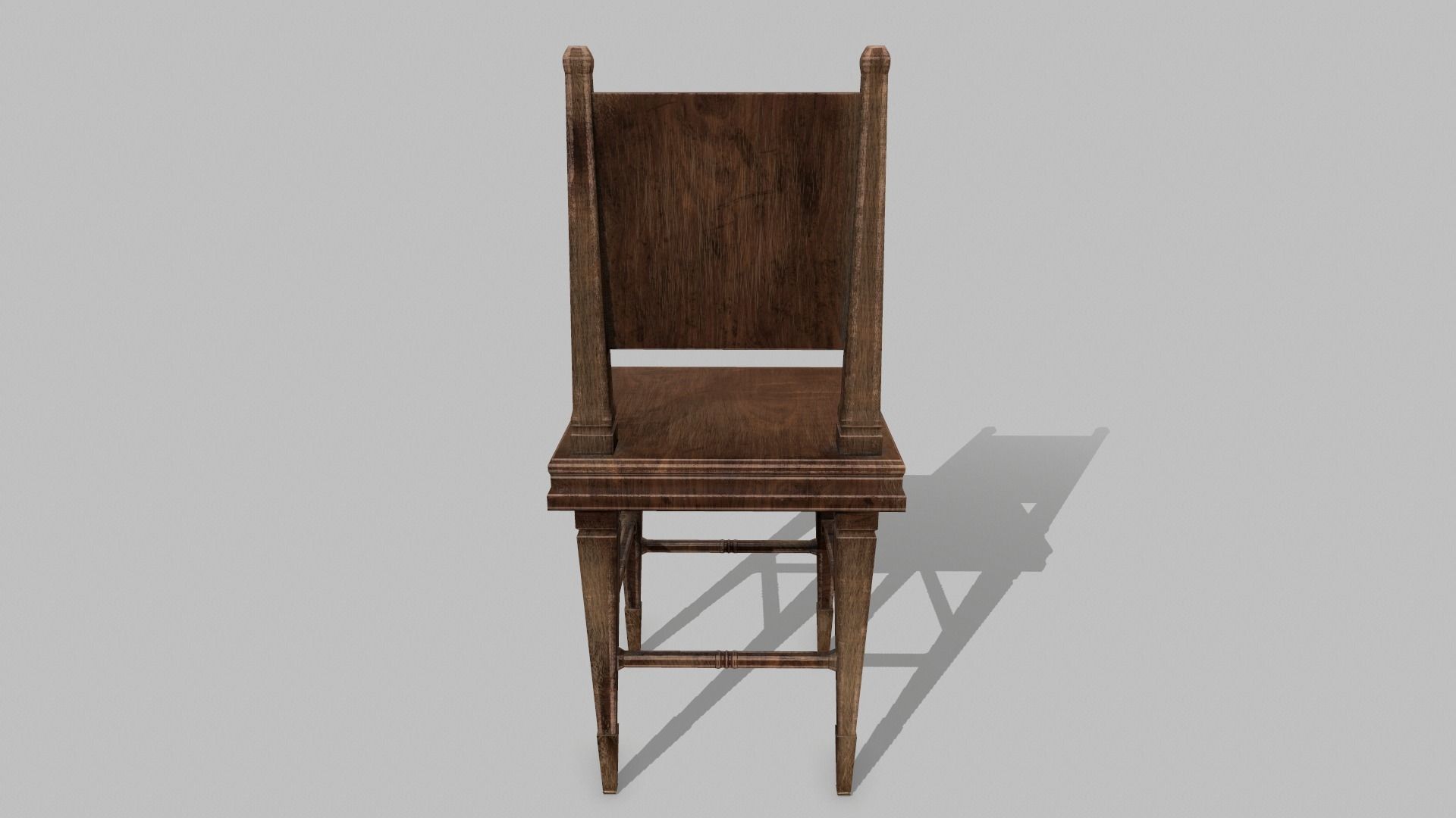 Table Set wooden chair Low-poly 3D model_11