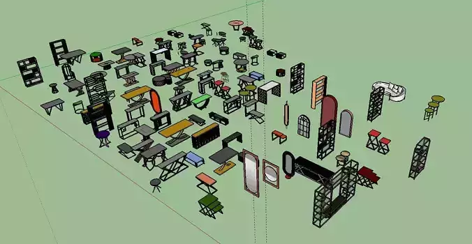 Interior Modern Furniture Collection Set - Over 100 Product Low-poly 3D model