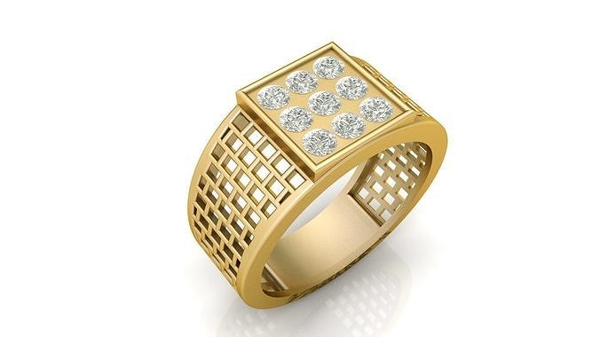  Gents Square Pattern Ring  3D print model