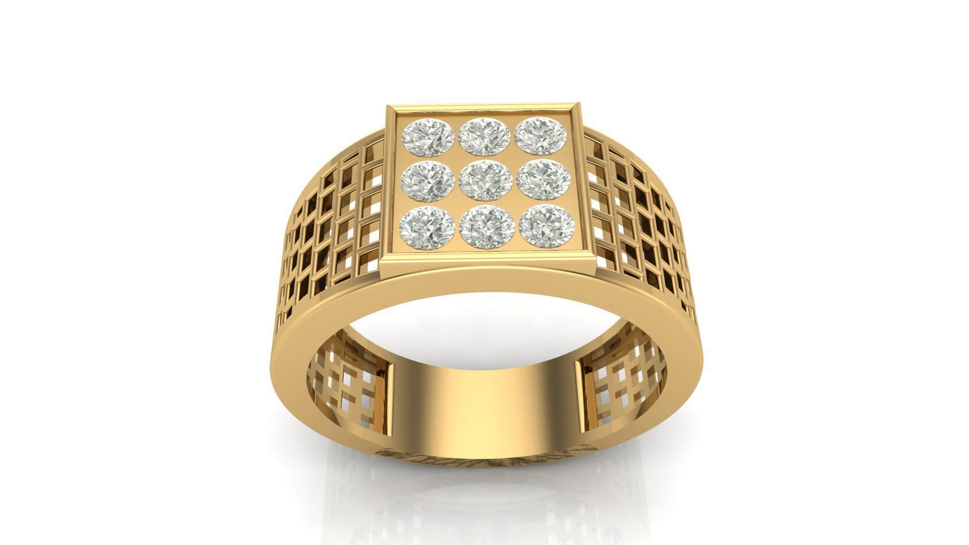 Gents Square Pattern Ring  3D print model_4