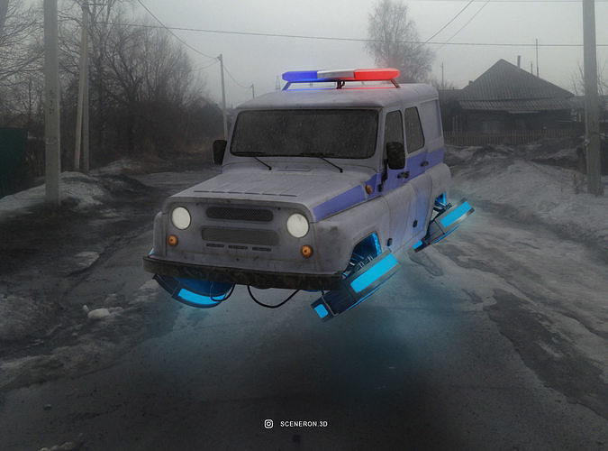 Cyberpunk car Russian police UAZ 3D model