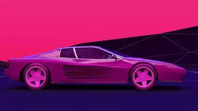 looks like a ferrari retro wave lowpoly 3D model