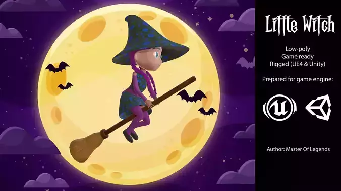 Little witch III Low-poly 3D model