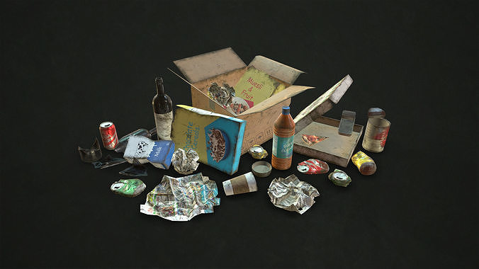 Urban Trash Low-poly 3D model