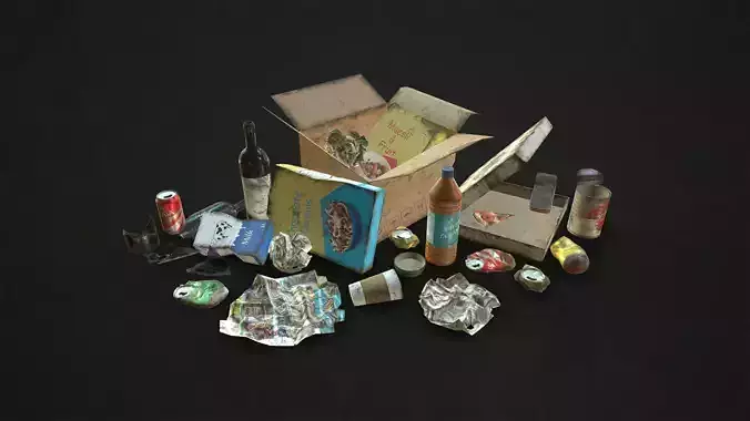 Urban Trash Low-poly 3D model