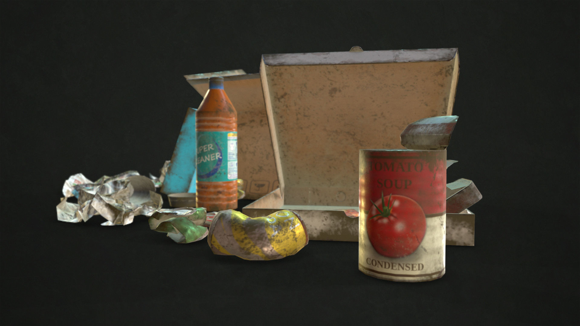 Urban Trash Low-poly 3D model_3