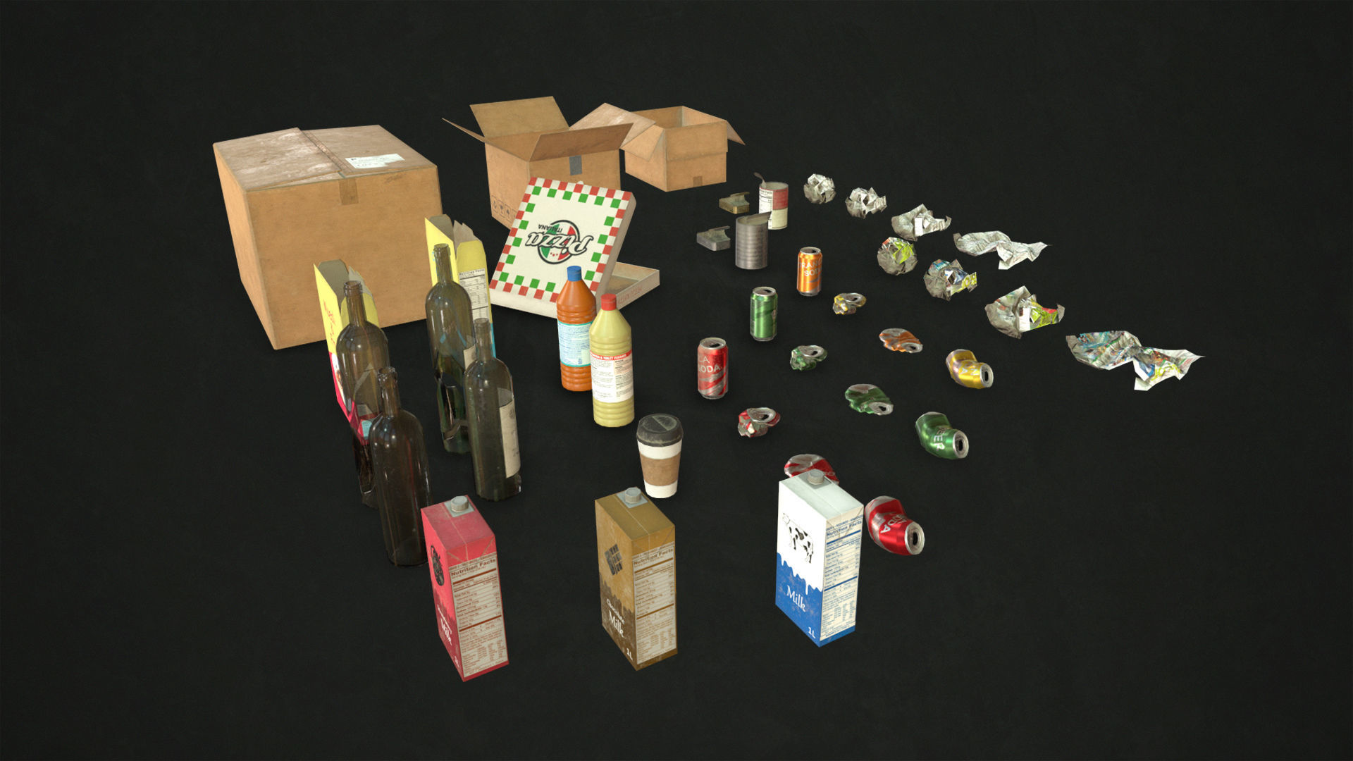 Urban Trash Low-poly 3D model_12
