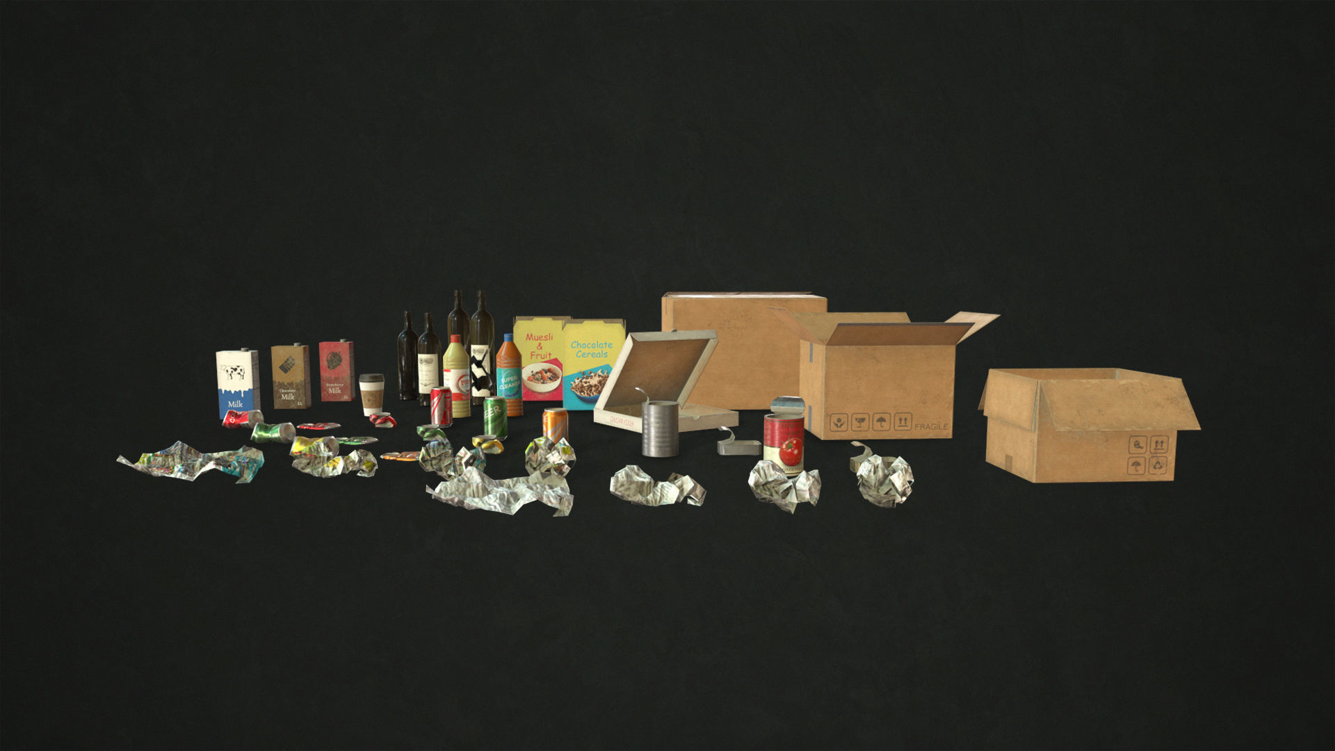 Urban Trash Low-poly 3D model_10