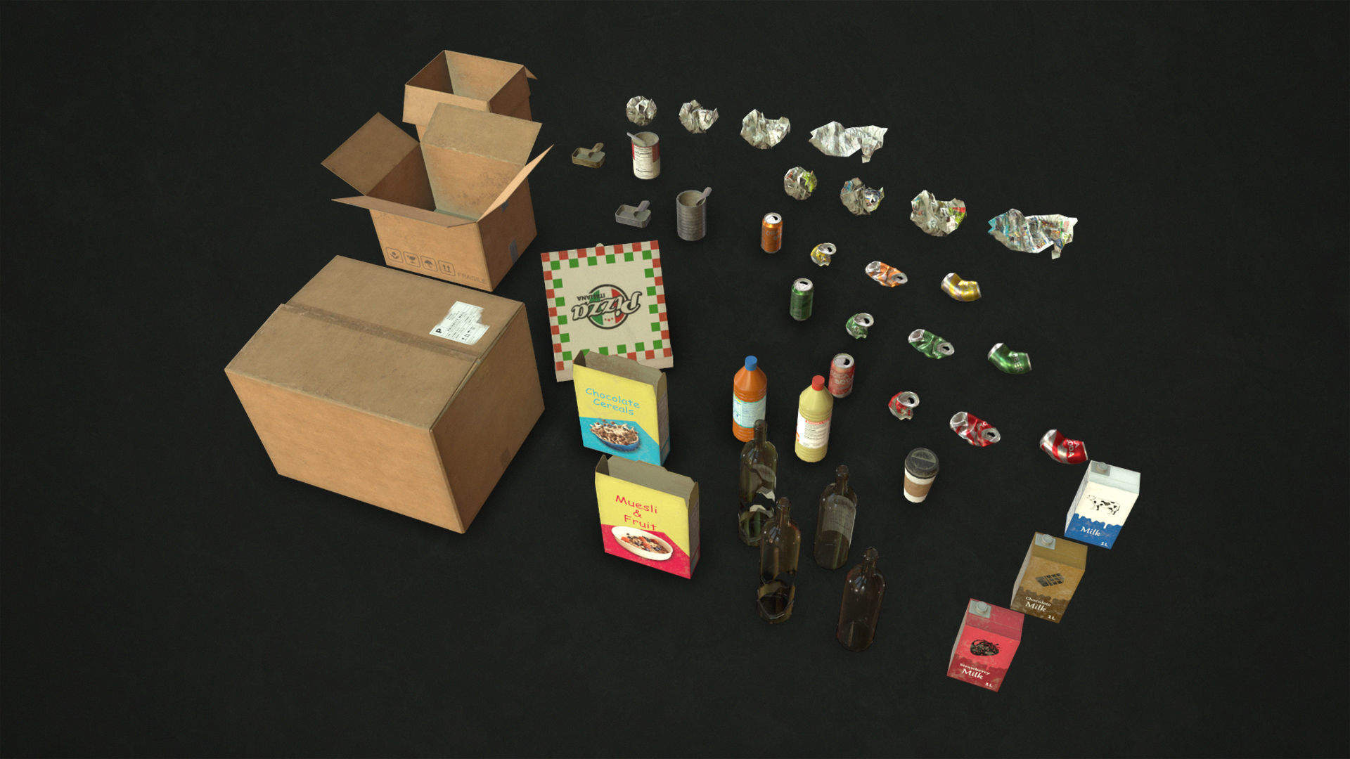 Urban Trash Low-poly 3D model_14