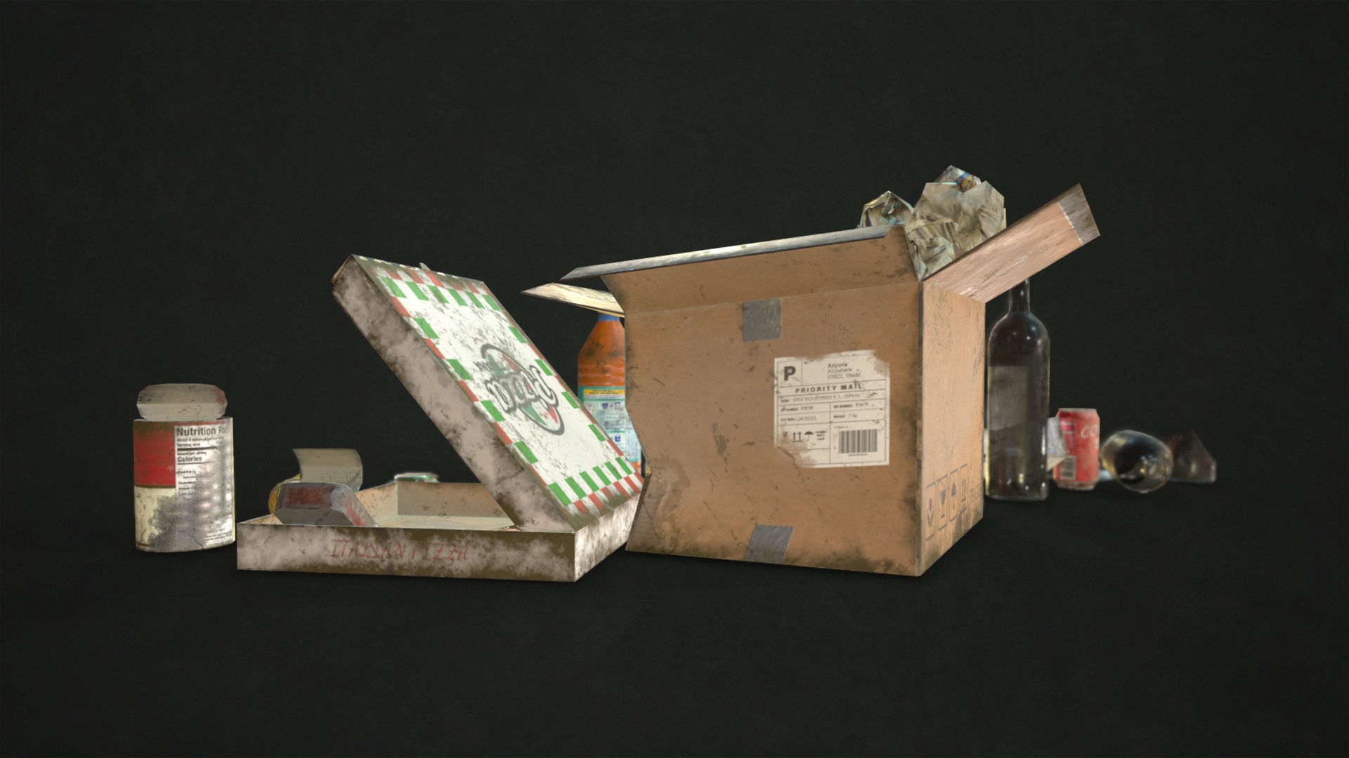 Urban Trash Low-poly 3D model_6