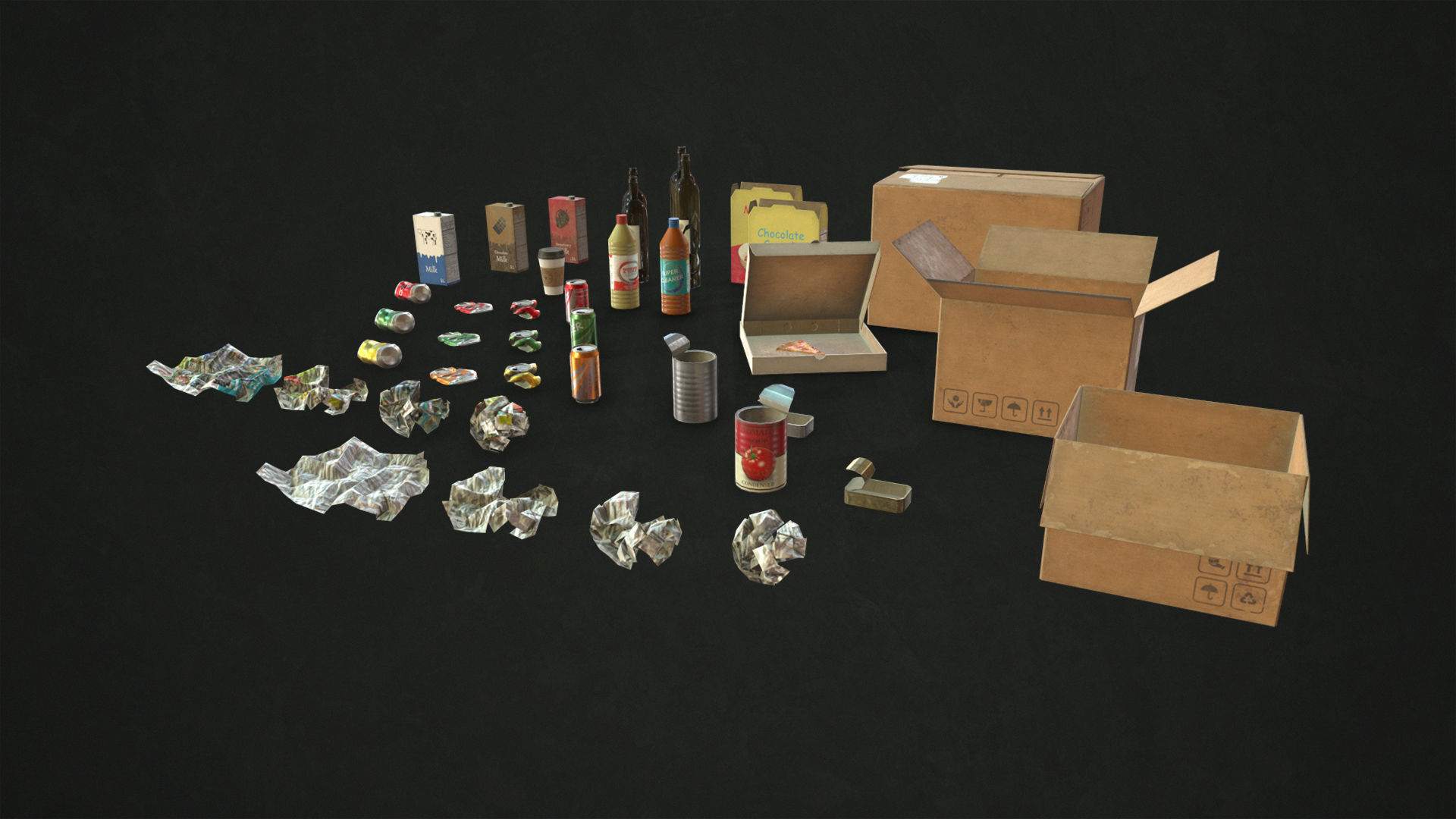 Urban Trash Low-poly 3D model_16