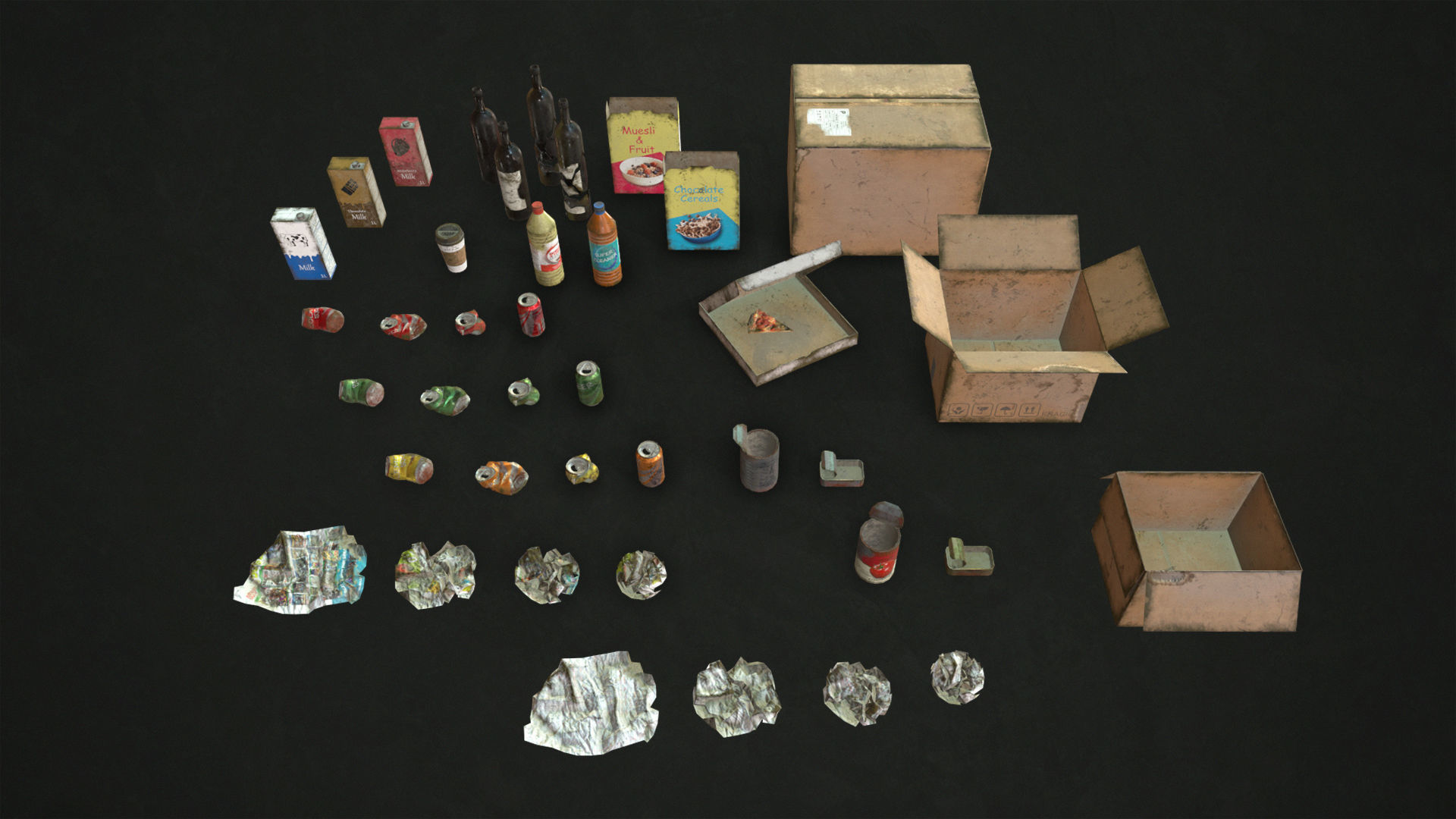 Urban Trash Low-poly 3D model_19