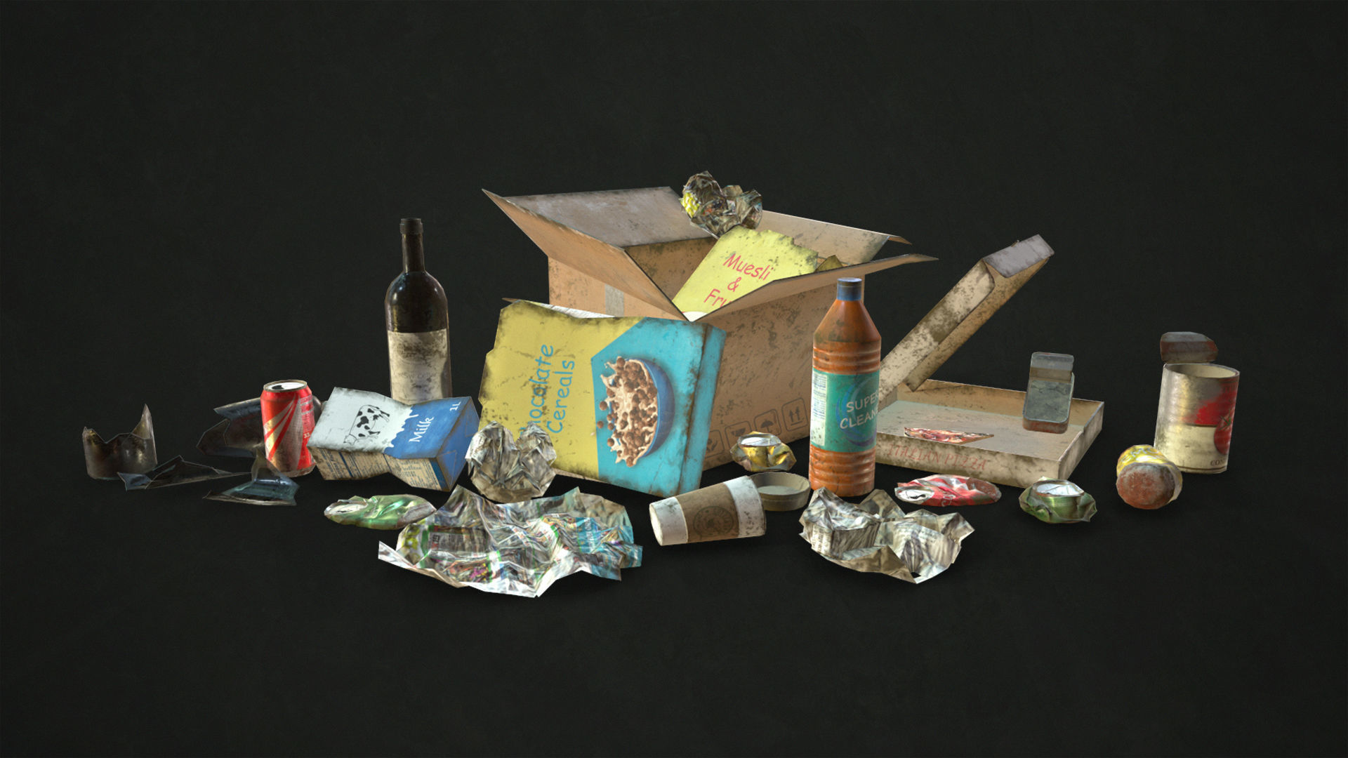 Urban Trash Low-poly 3D model_2