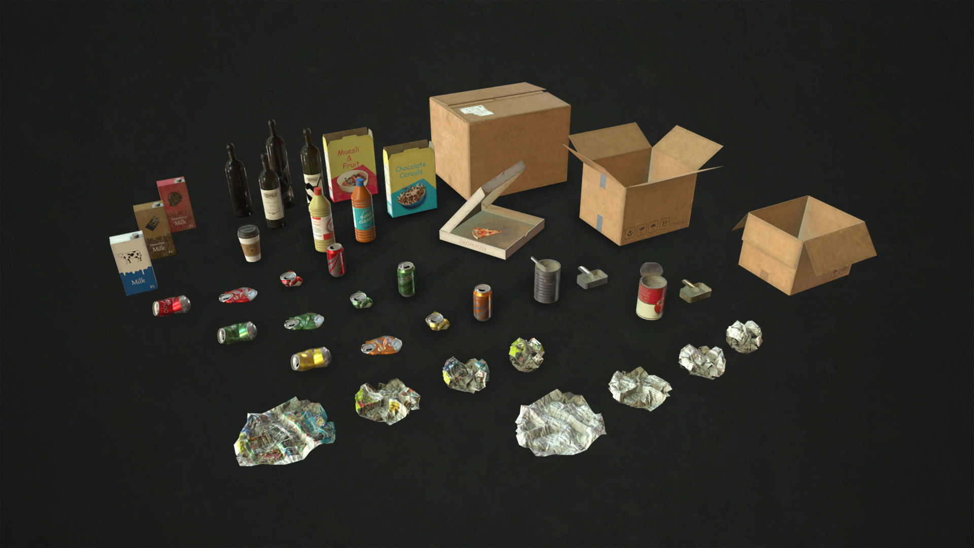 Urban Trash Low-poly 3D model_8